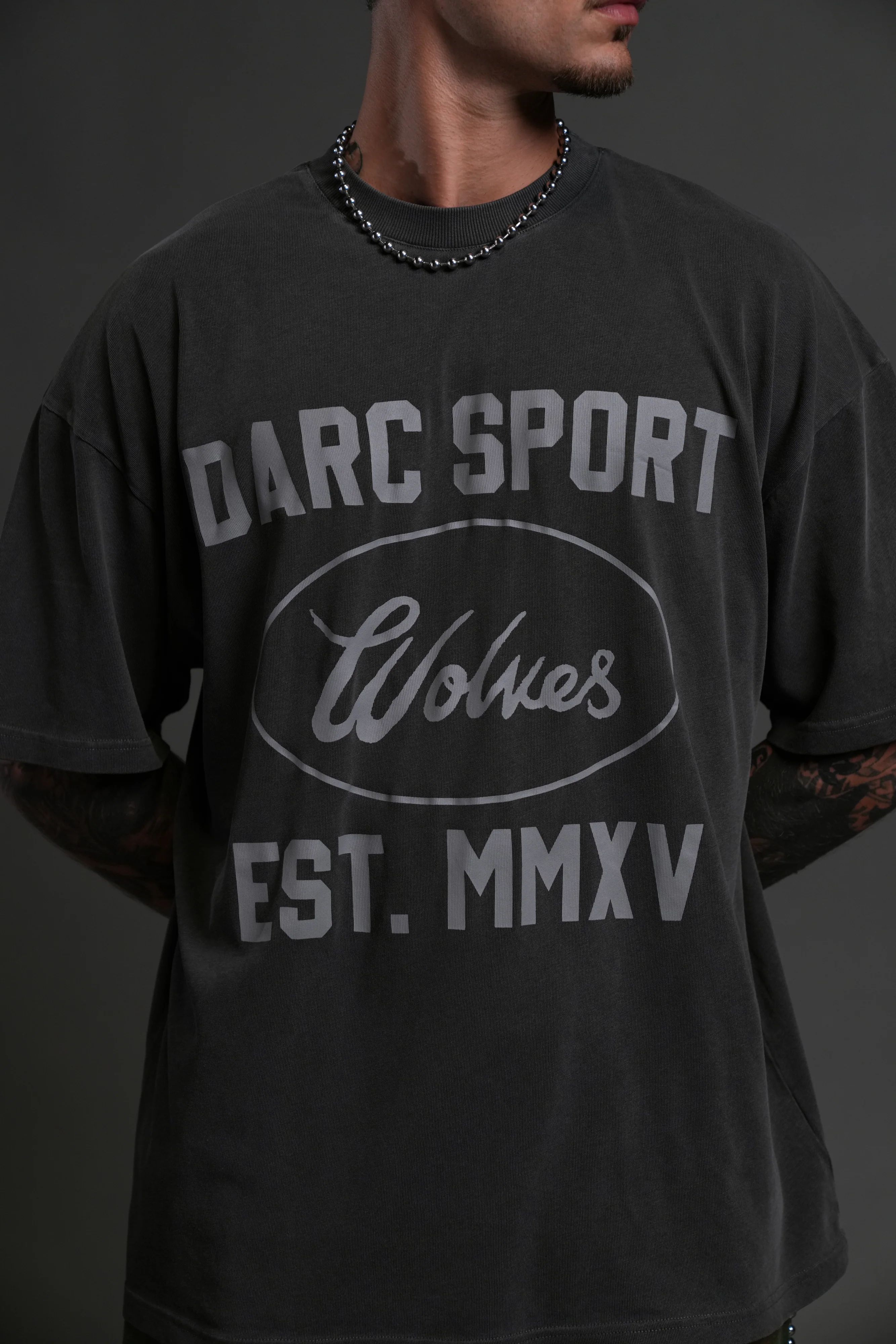 Darc Sport MMXV "Premium" Oversized Tee in Wolf Gray - Image 7