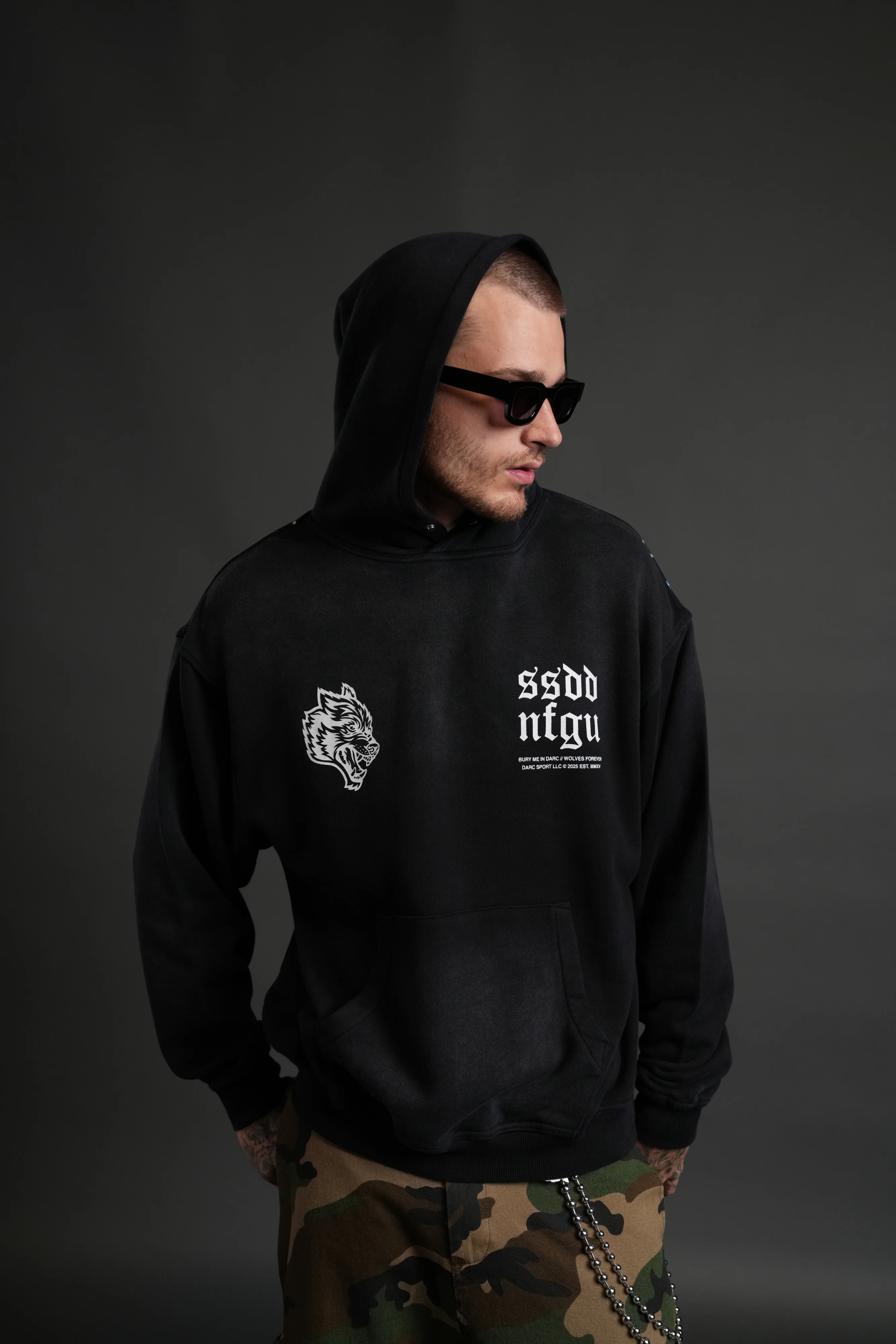 Darc Storm "Pierce" Hoodie in Black Drift Wash - Image 2