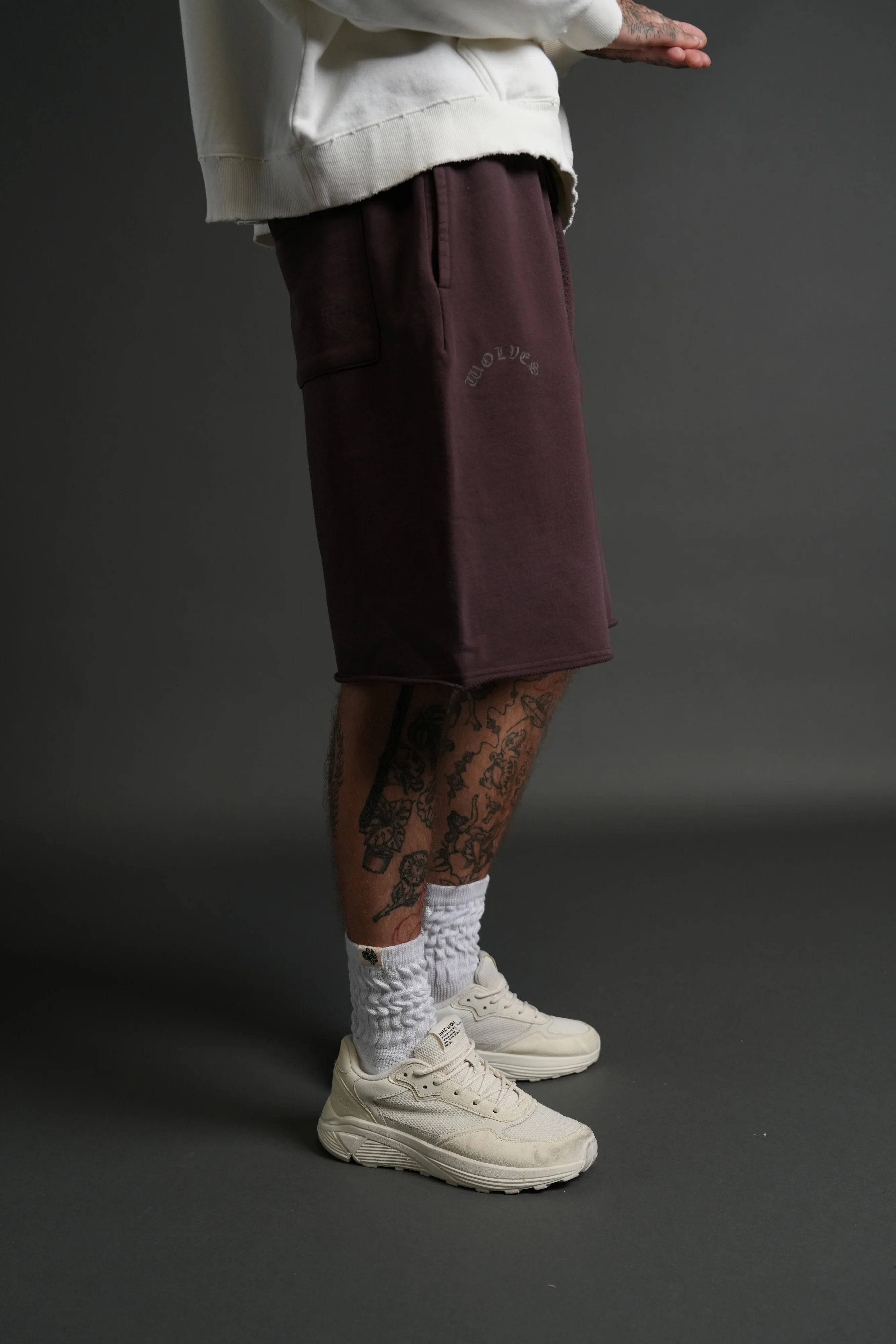 Darc Wandering Grunge Brock Sweat Shorts in Darc Garnet Drift Wash - Image 5