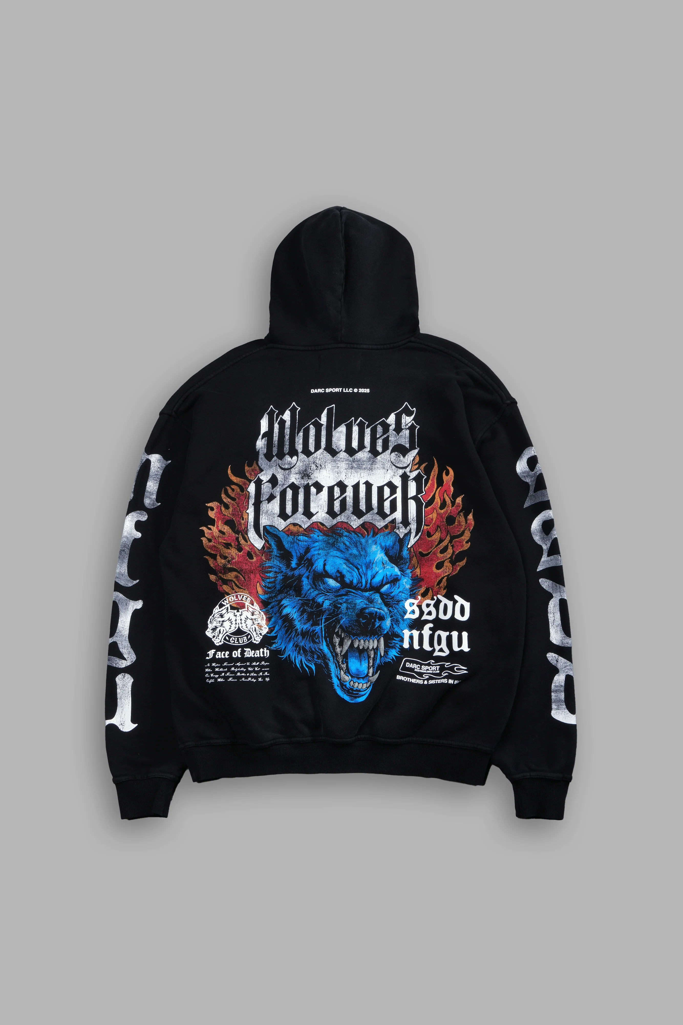 Death Wolf "Pierce" Hoodie in Black Spine Sun Fade