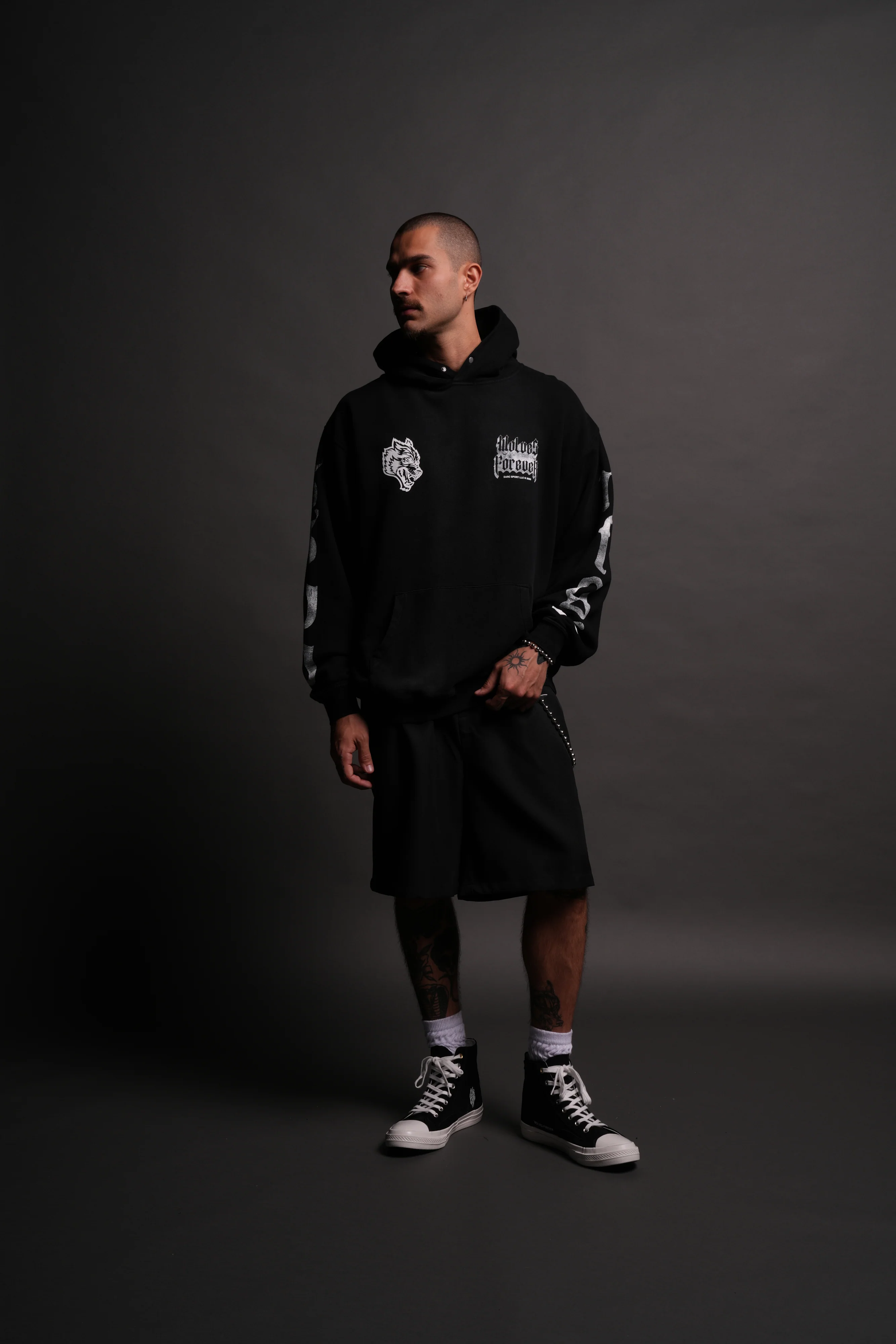 Death Wolf "Pierce" Hoodie in Black Spine Sun Fade - Image 5