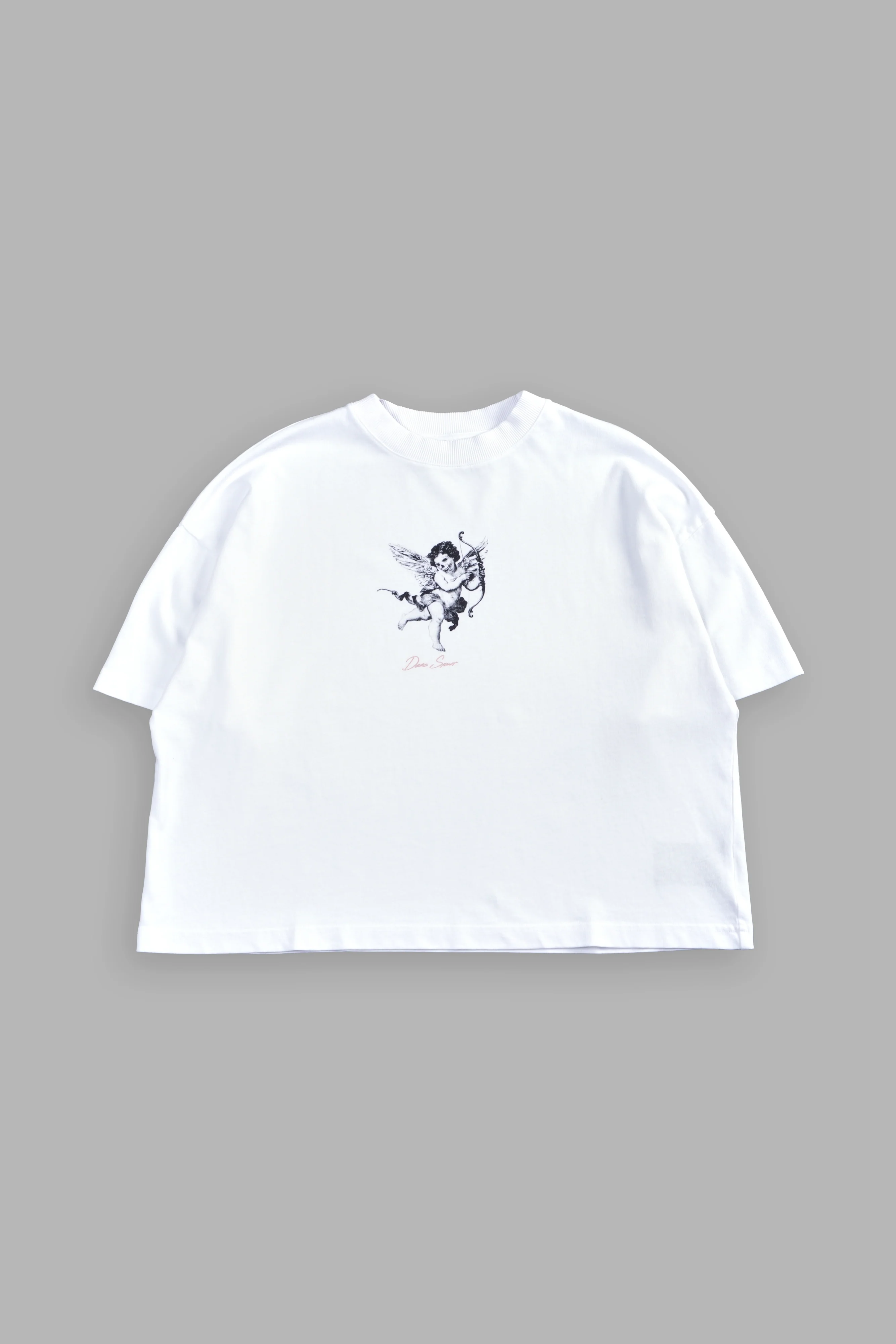 Del Amor Ultrawide "Premium" Crop Tee in White - Image 3