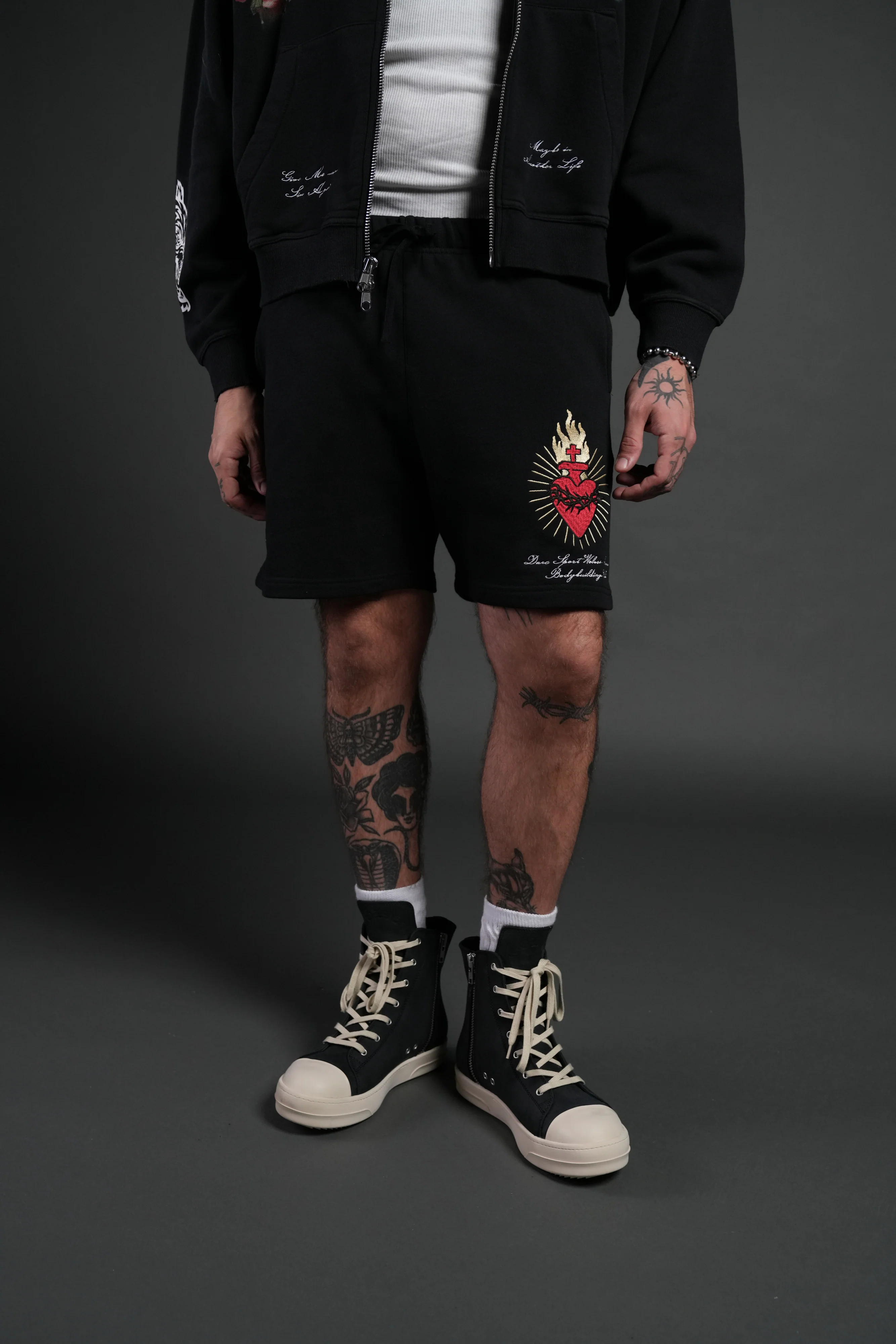 Doomed Love Post Lounge Sweat Shorts in Black - Image 2