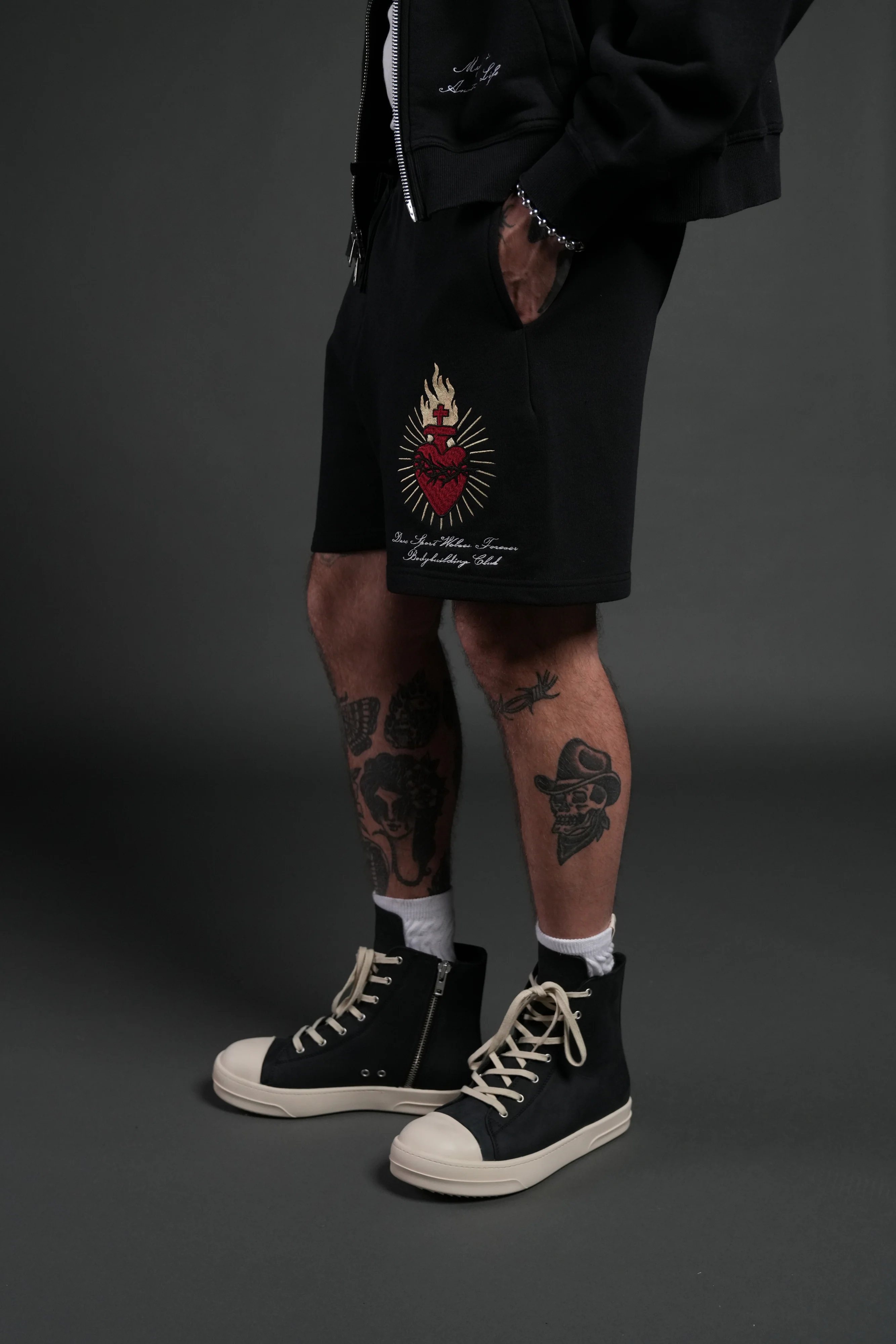 Doomed Love Post Lounge Sweat Shorts in Black - Image 4
