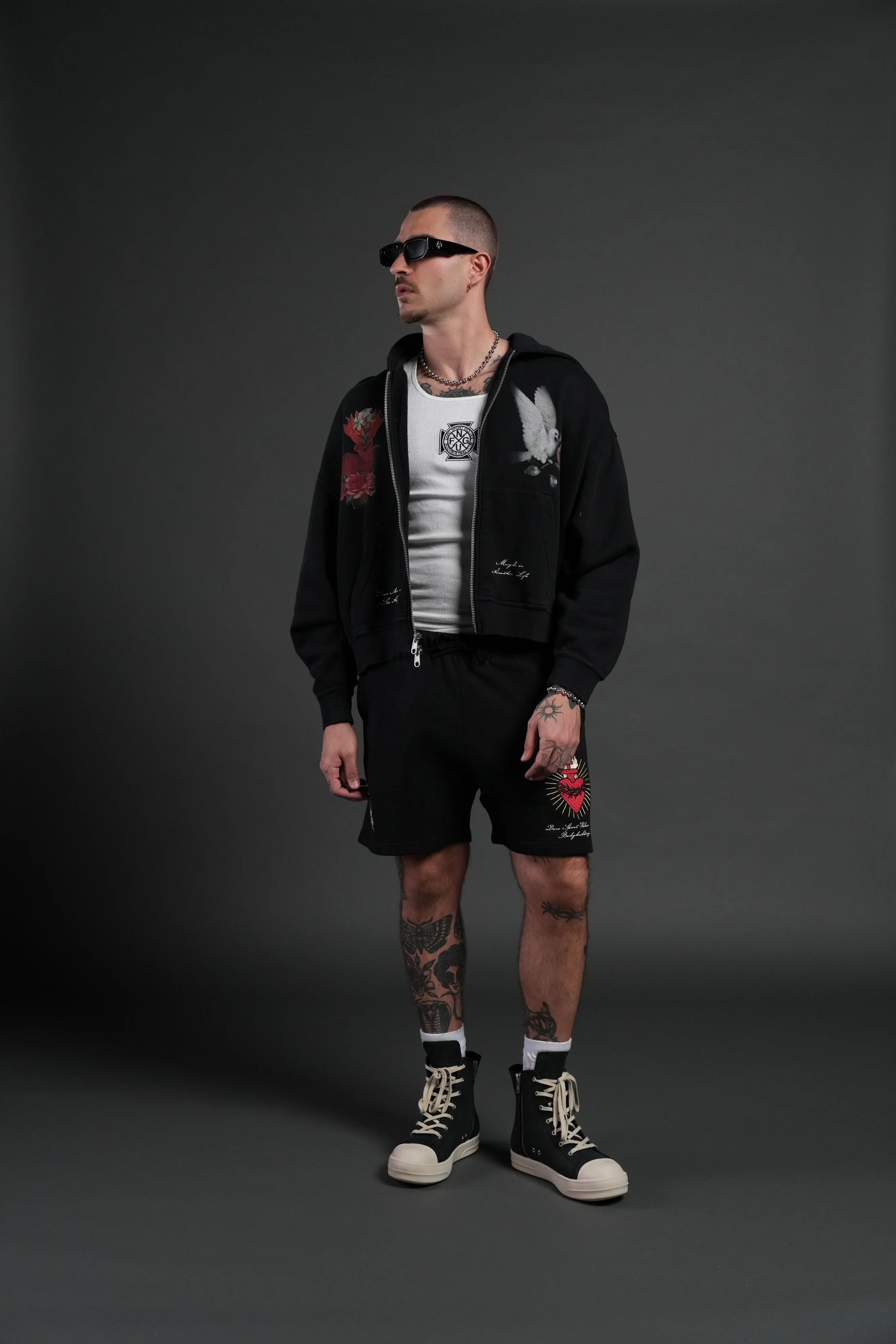 Doomed Love Vex Double Zip Hoodie in Black - Image 5