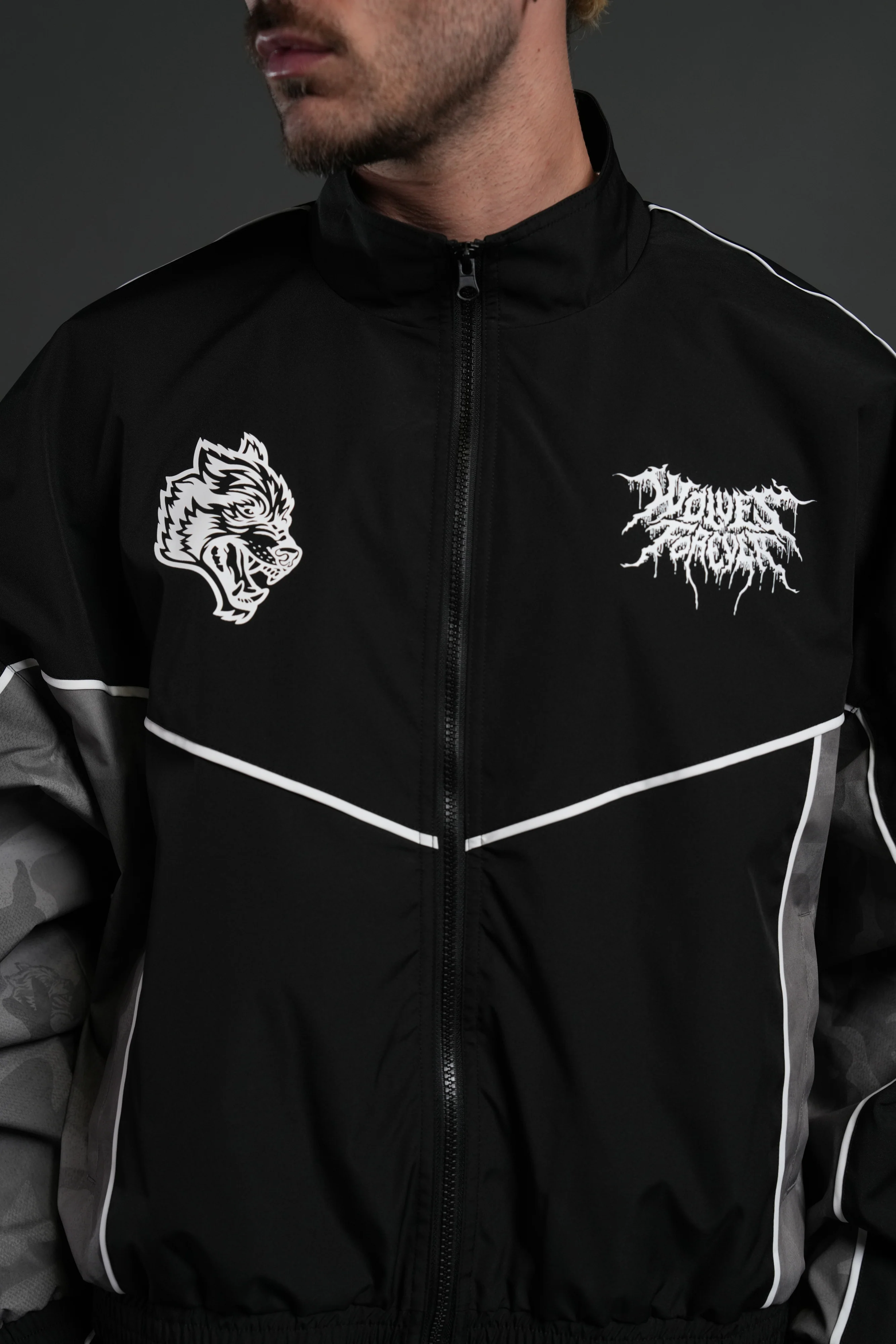Drip Hesh Quinn Track Jacket in Black/Lush Vintage Woodland Camo - Image 5