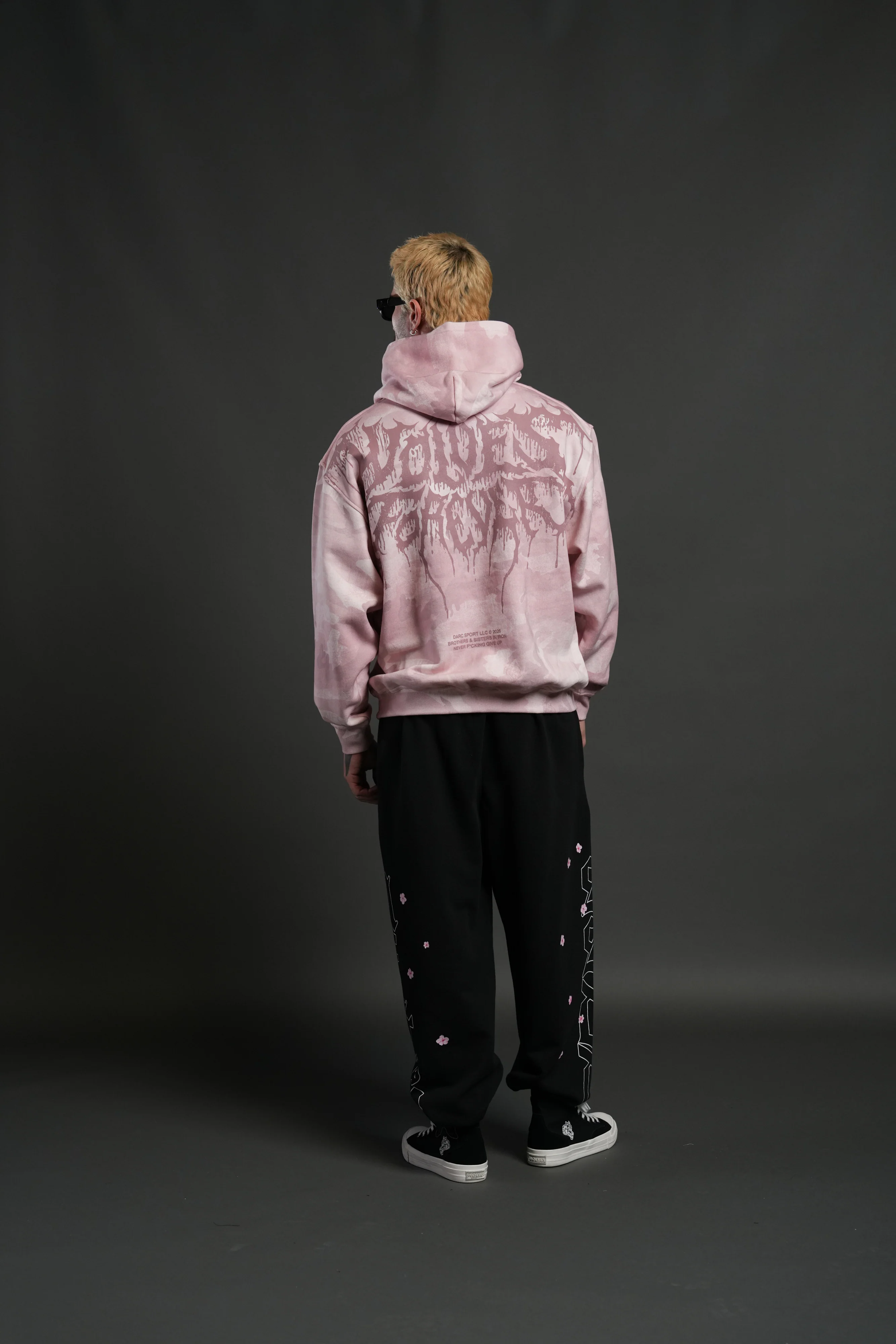 Drip Hesh WLVS FRVR Unisex "Pierce" Hoodie in Blush Vintage Woodland Camo - Image 12