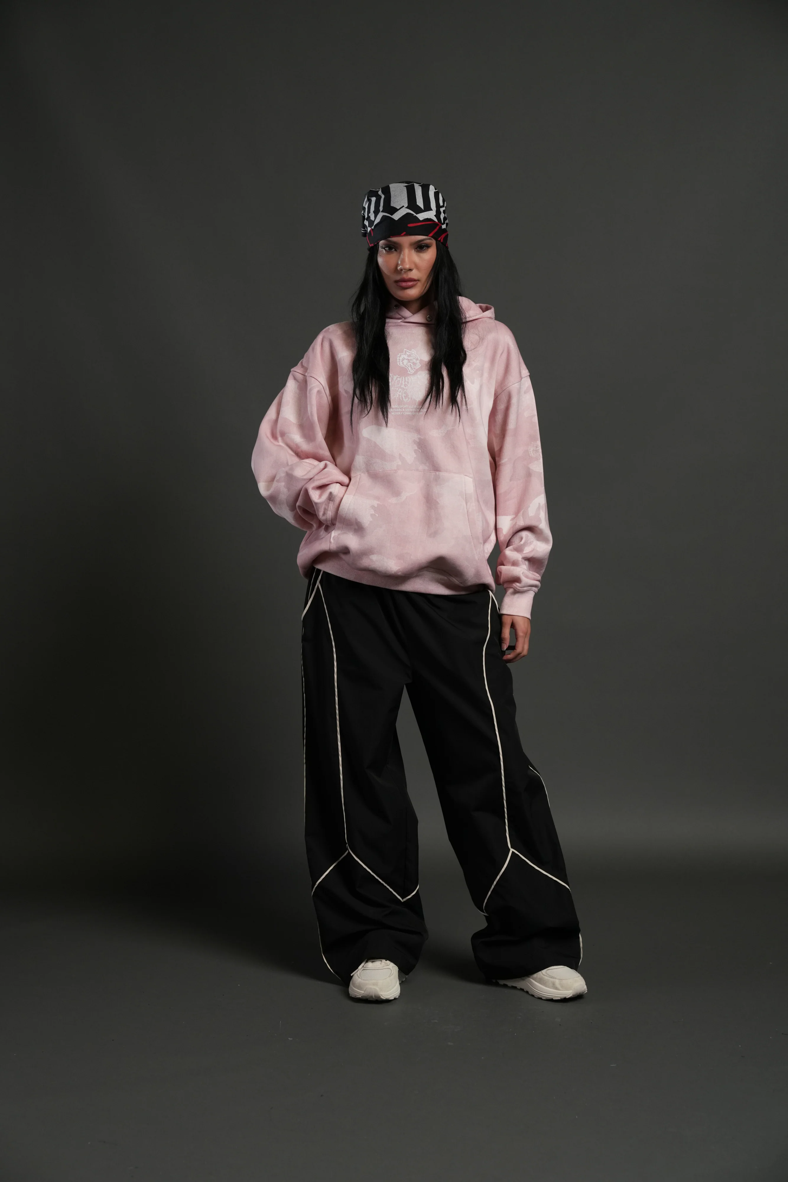 Drip Hesh WLVS FRVR Unisex "Pierce" Hoodie in Blush Vintage Woodland Camo - Image 5