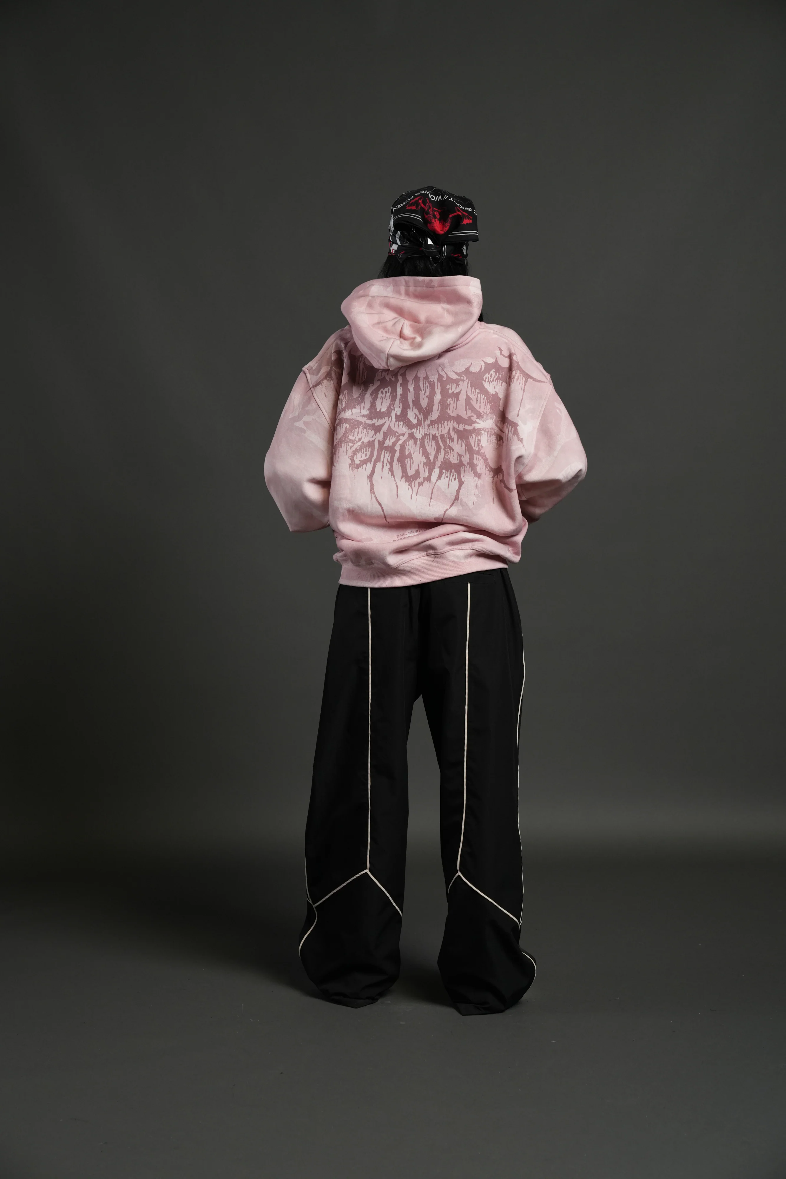 Drip Hesh WLVS FRVR Unisex "Pierce" Hoodie in Blush Vintage Woodland Camo - Image 6