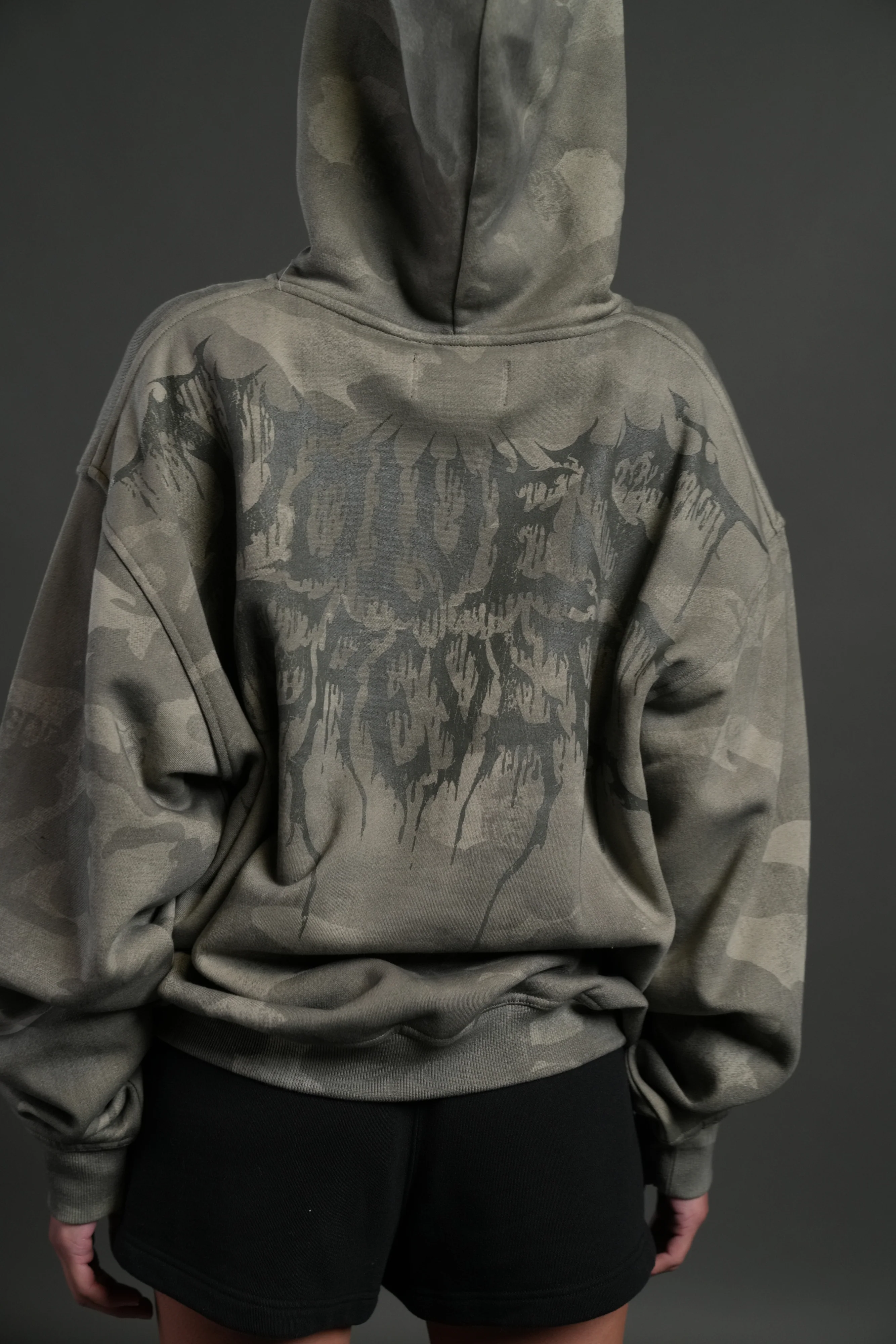 Drip Hesh WLVS FRVR Unisex "Pierce" Hoodie in Lush Vintage Woodland Camo - Image 12
