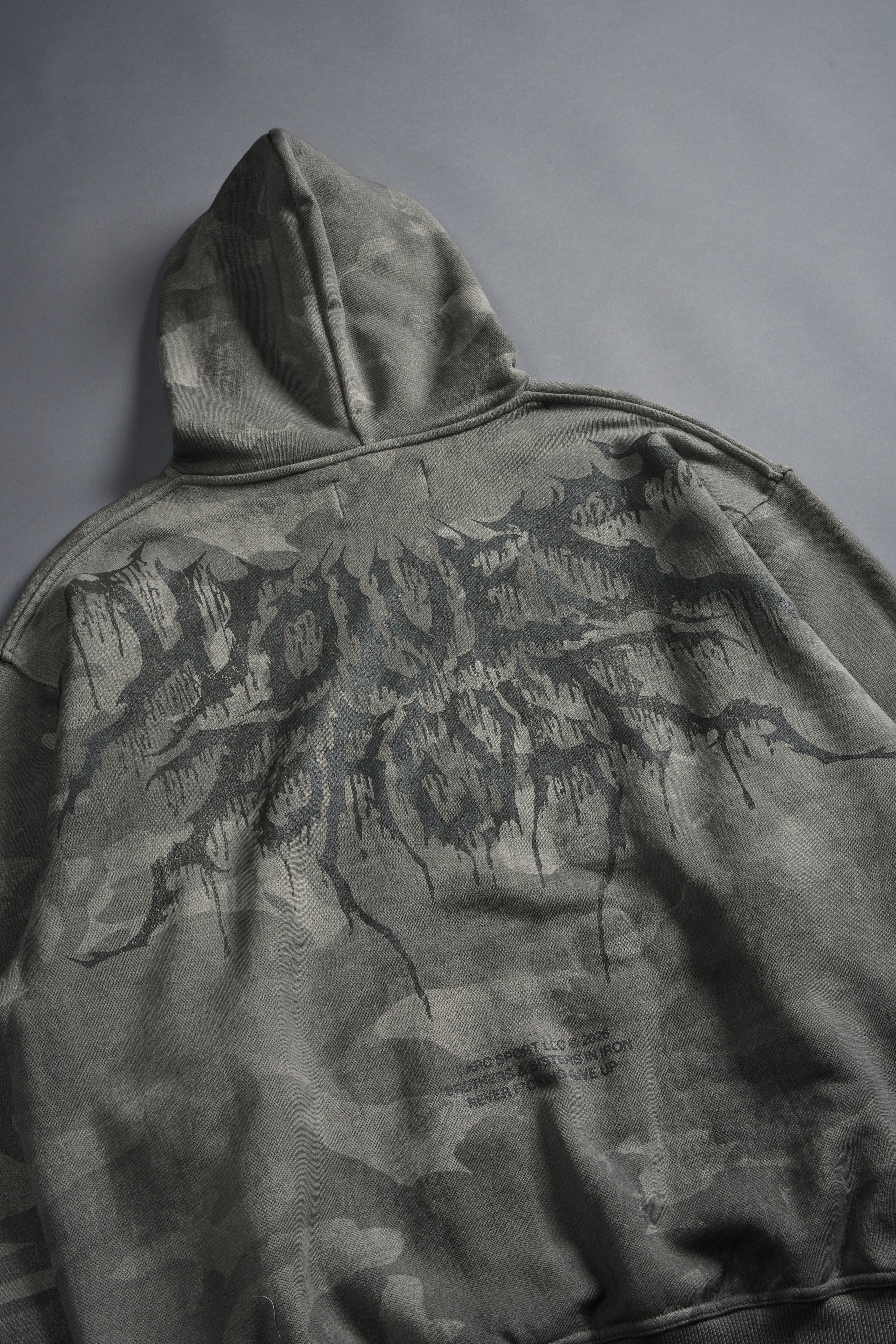 Drip Hesh WLVS FRVR Unisex "Pierce" Hoodie in Lush Vintage Woodland Camo - Image 13