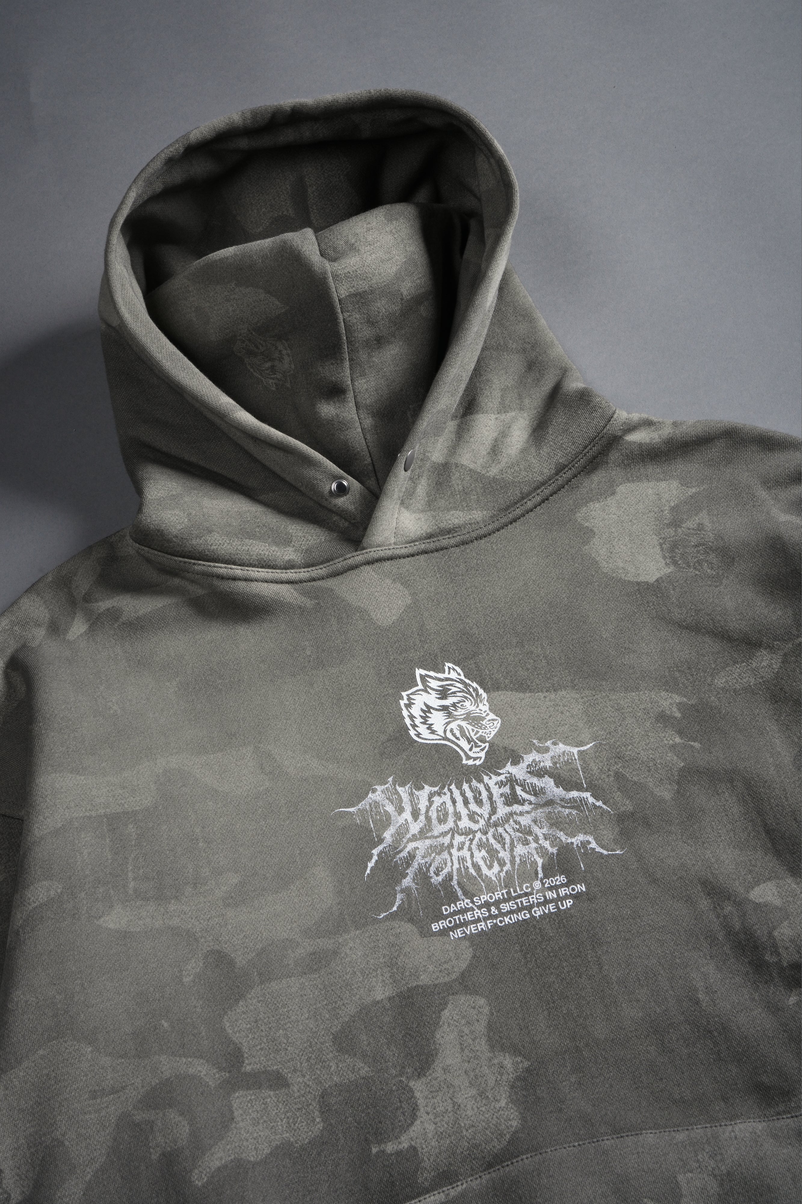 Drip Hesh WLVS FRVR Unisex "Pierce" Hoodie in Lush Vintage Woodland Camo - Image 14