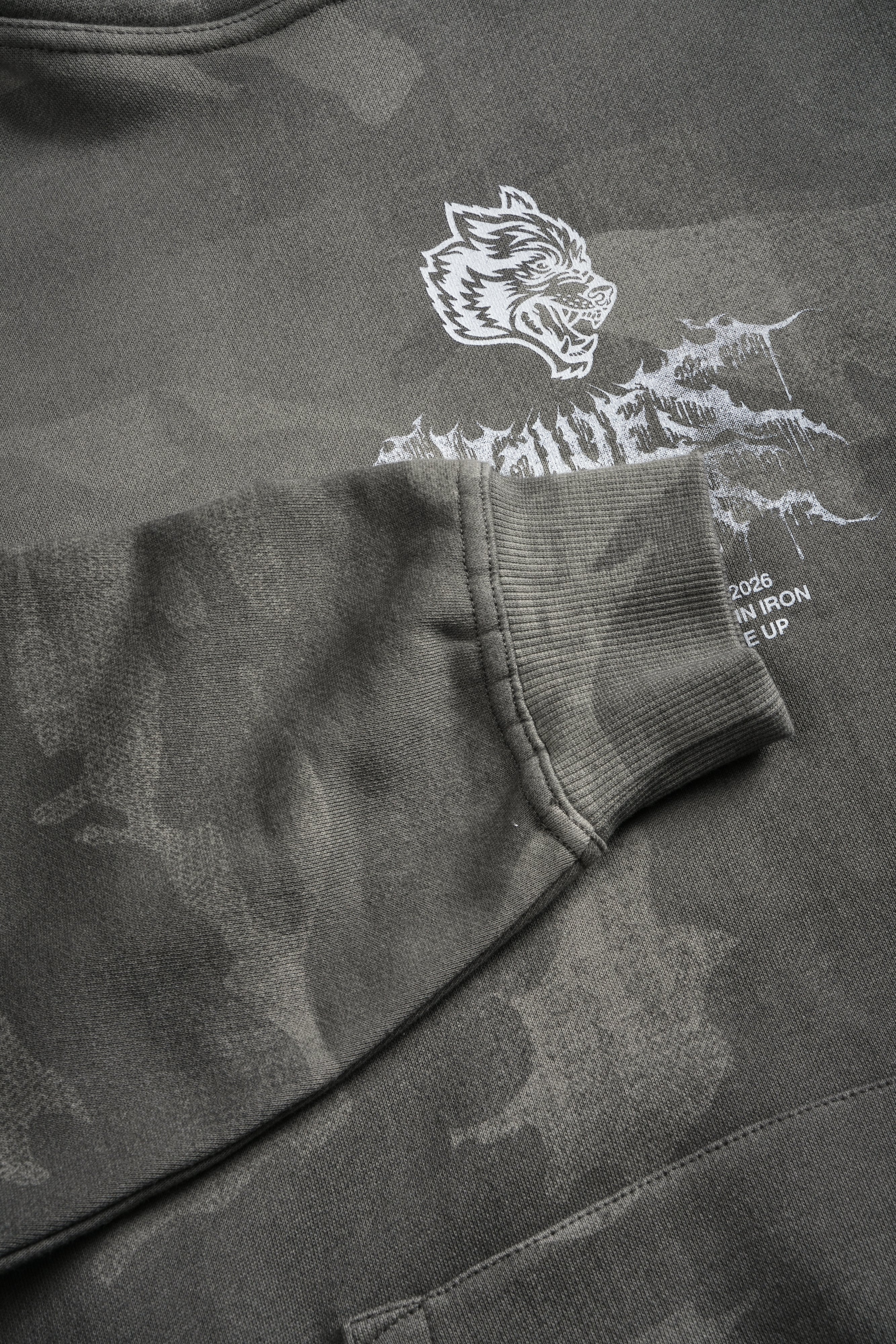 Drip Hesh WLVS FRVR Unisex "Pierce" Hoodie in Lush Vintage Woodland Camo - Image 15