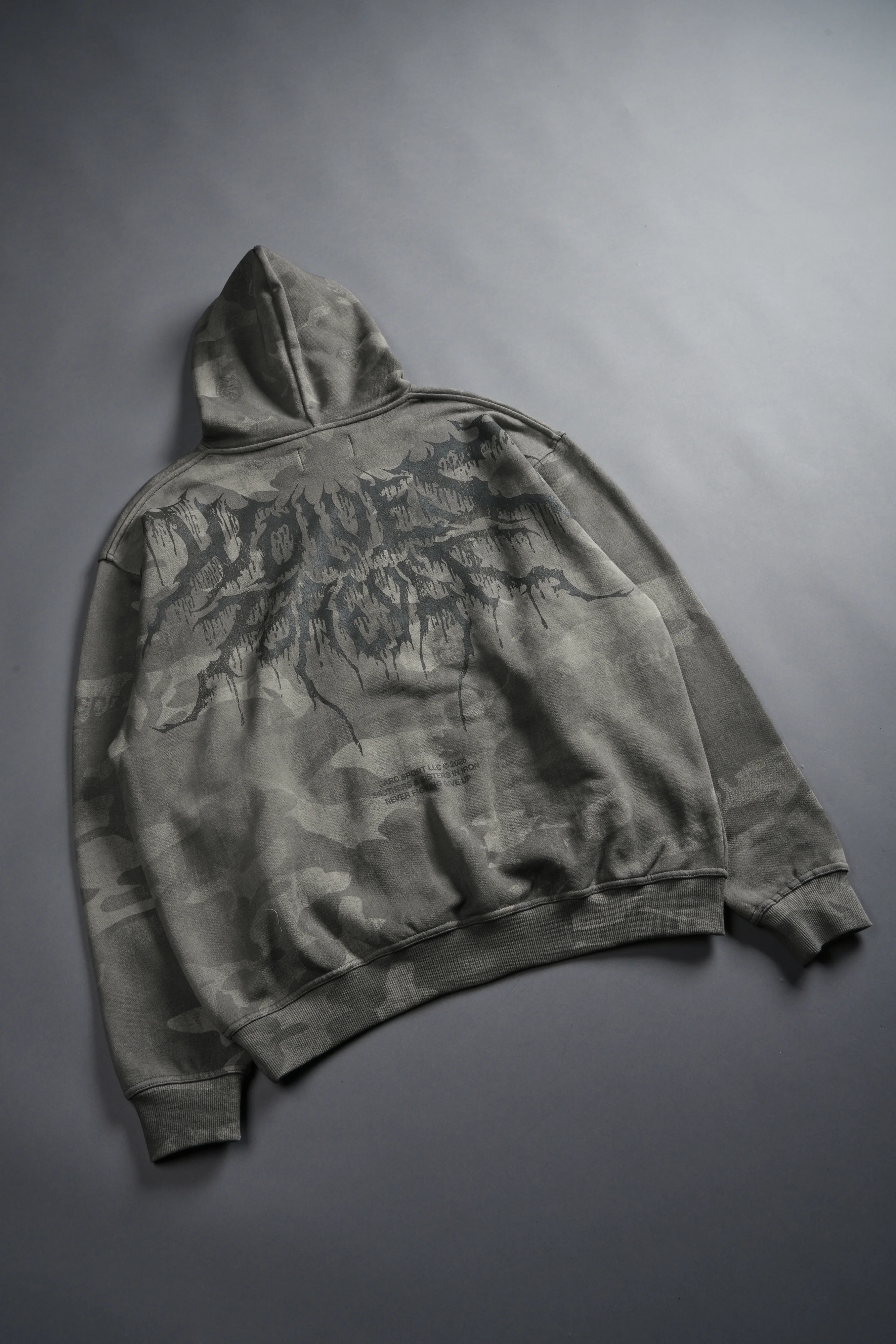 Drip Hesh WLVS FRVR Unisex "Pierce" Hoodie in Lush Vintage Woodland Camo - Image 16
