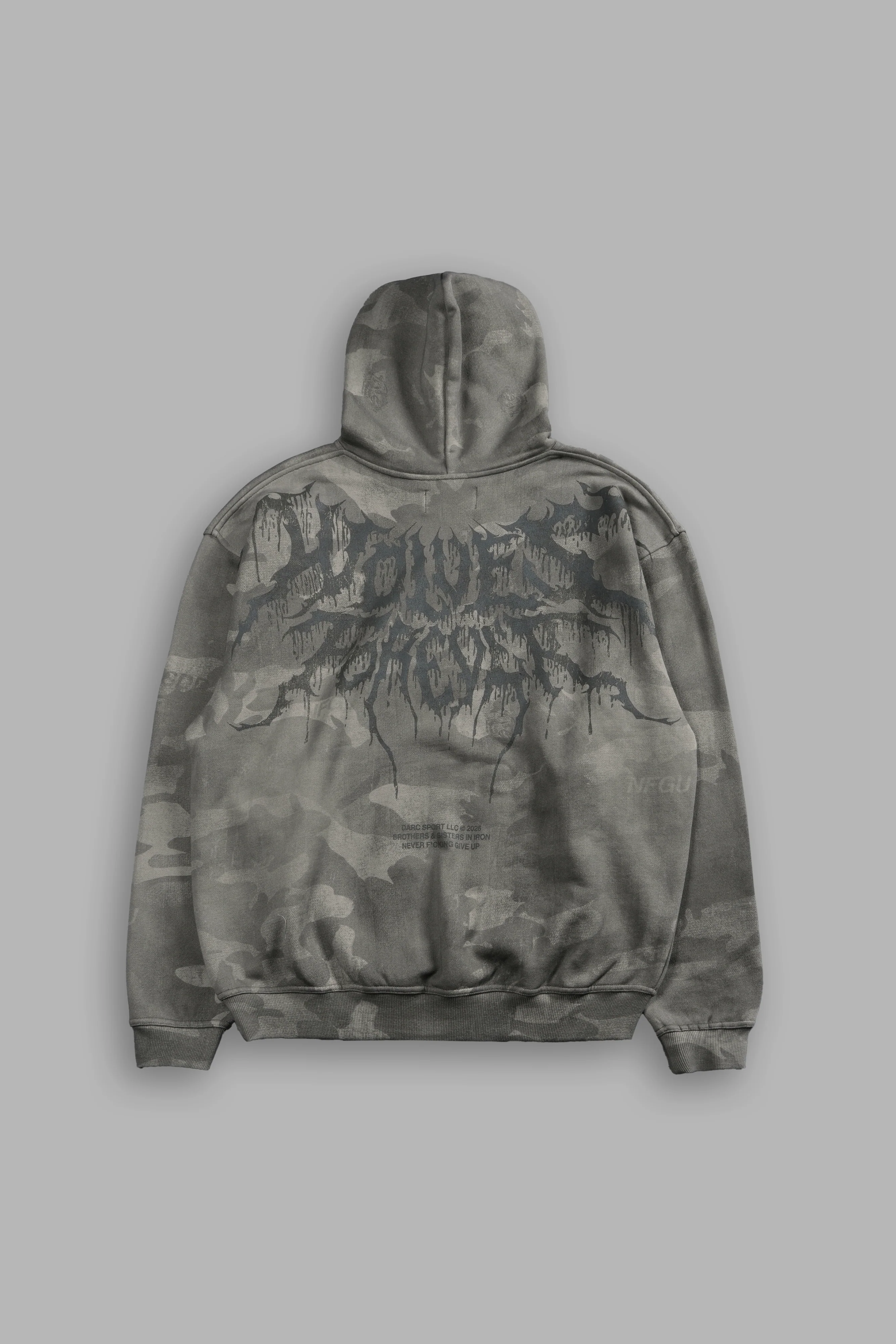 Drip Hesh WLVS FRVR Unisex "Pierce" Hoodie in Lush Vintage Woodland Camo - Image 3
