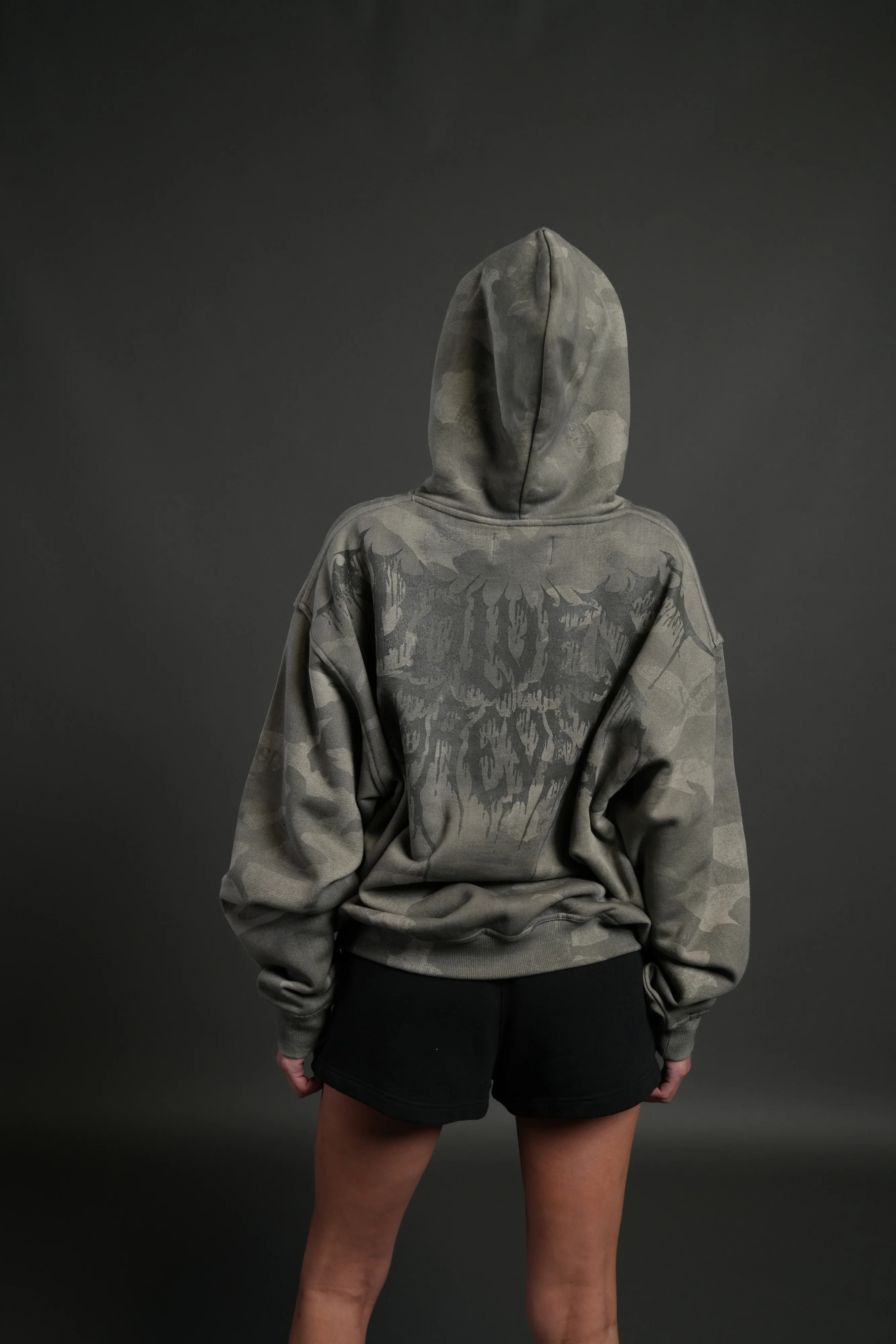 Drip Hesh WLVS FRVR Unisex "Pierce" Hoodie in Lush Vintage Woodland Camo - Image 8