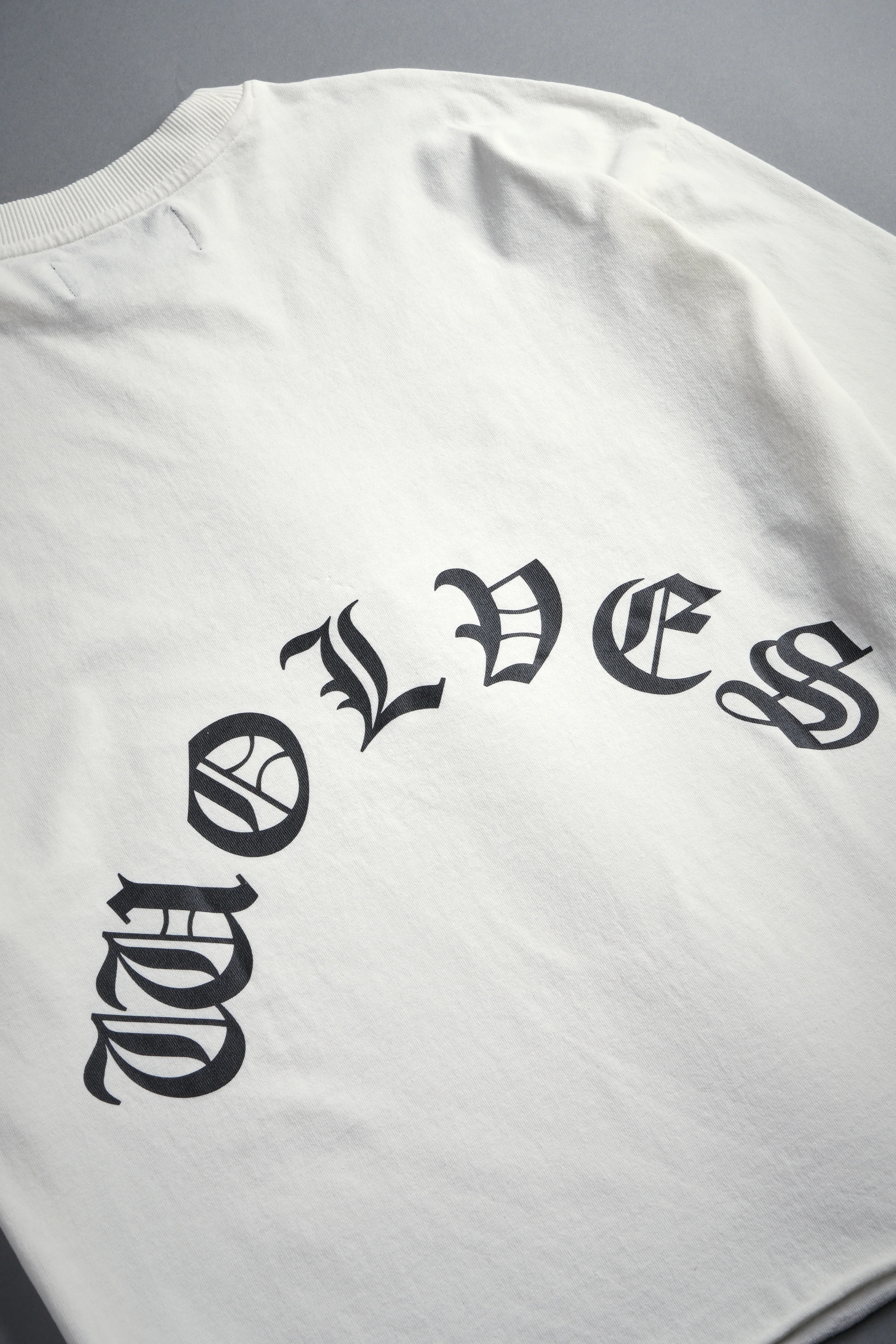 DSVD Legacy Grunge Mid-Length Raw Hem Tee in Cream - Image 8