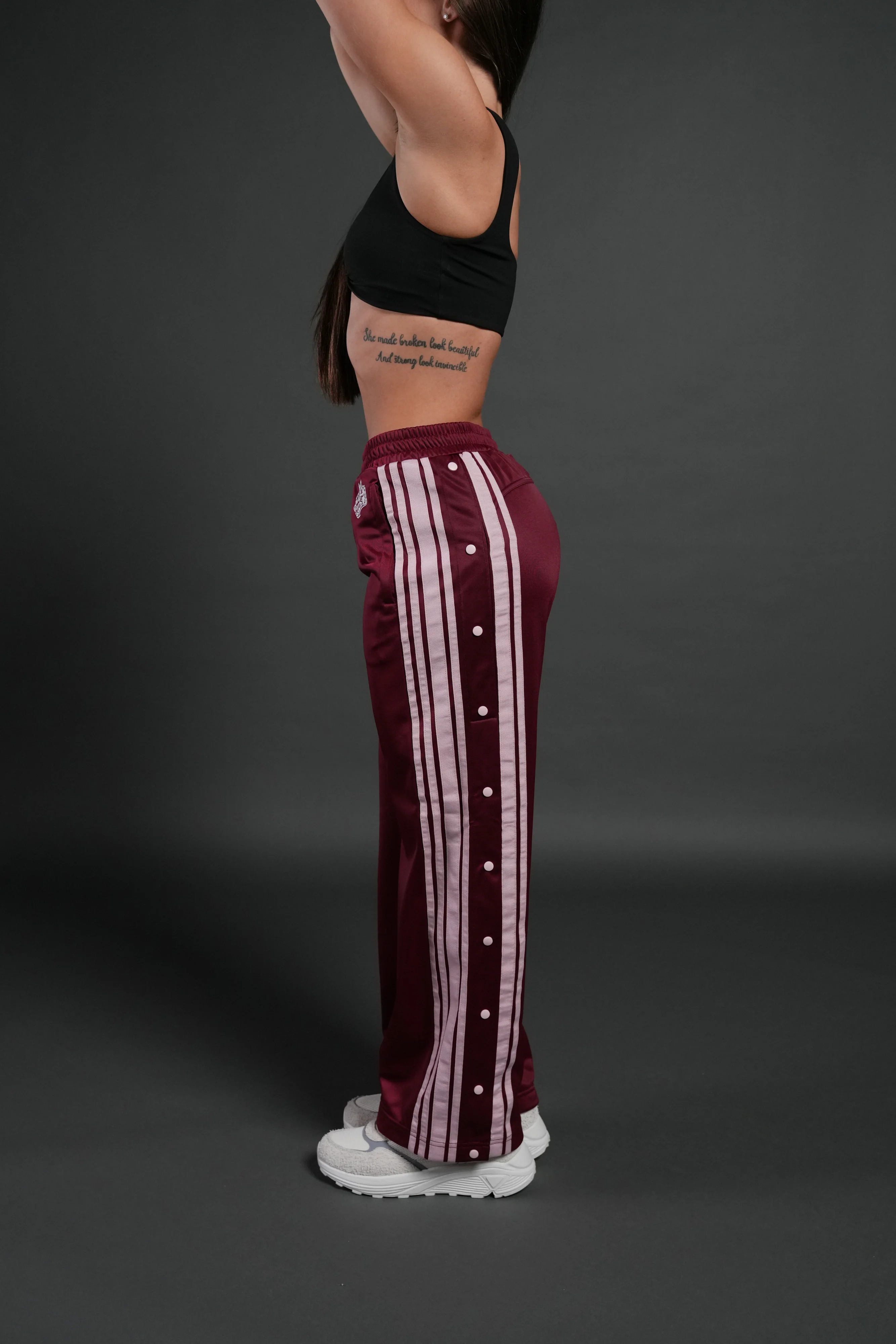 Dual Wolf "Juliette" Tearaway Track Pants in Deep Raspberry - Image 2