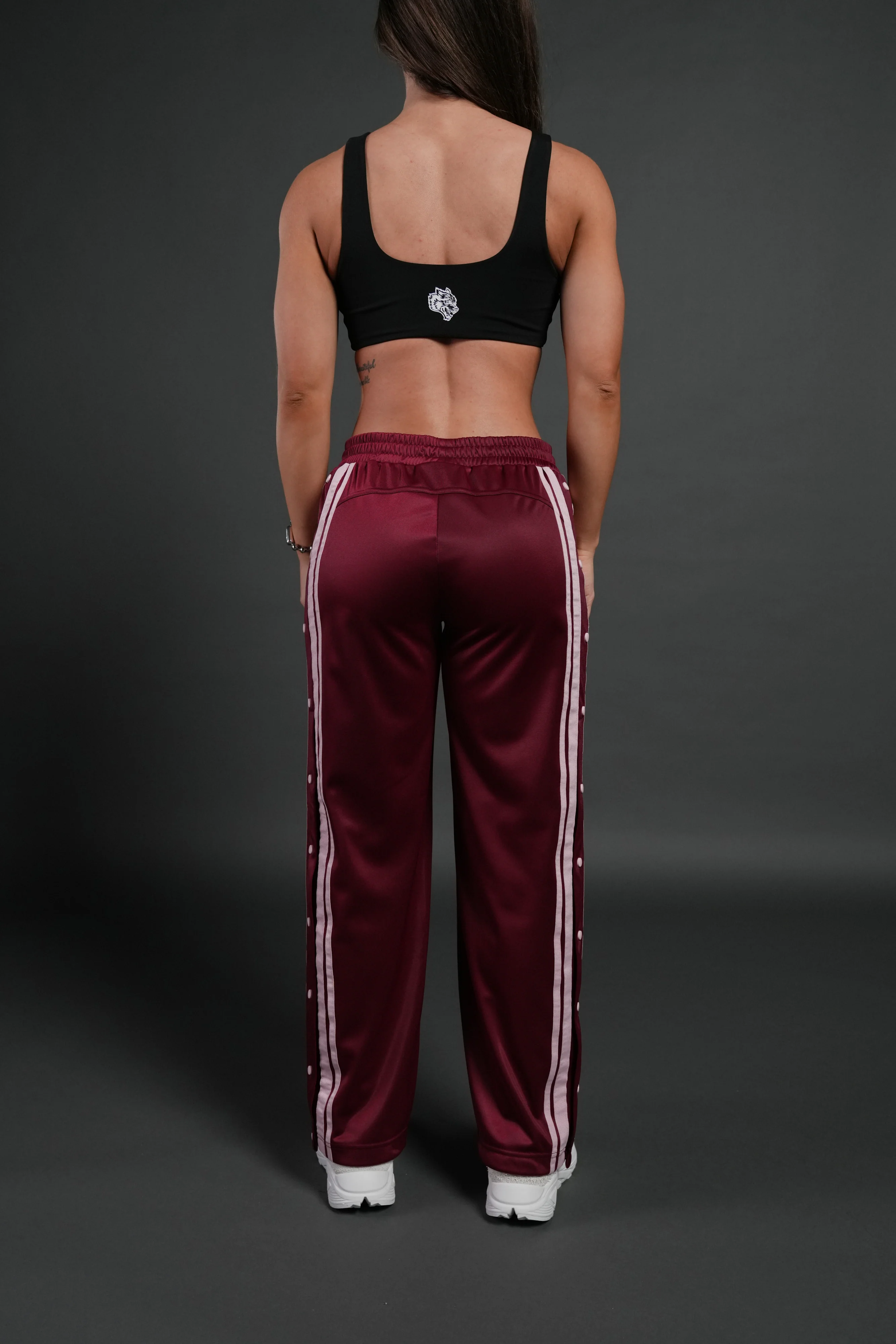Dual Wolf "Juliette" Tearaway Track Pants in Deep Raspberry - Image 3