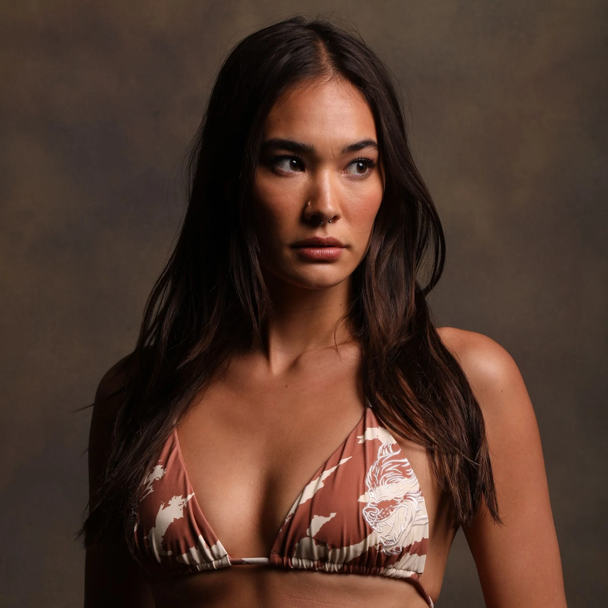 Dual Wolf Nikita Triangle Top in Desert Rose Cream Native Camo