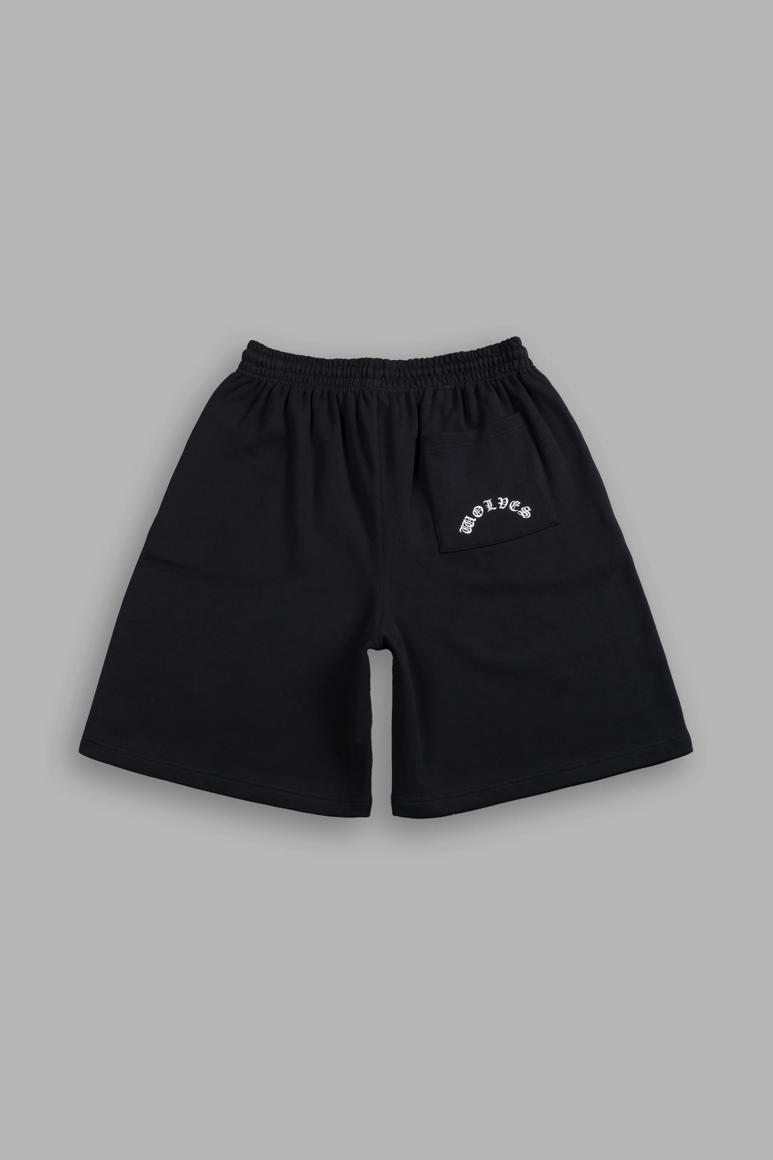 Dual Wolf Oversized Osiris Sweat Shorts in Black - Image 3