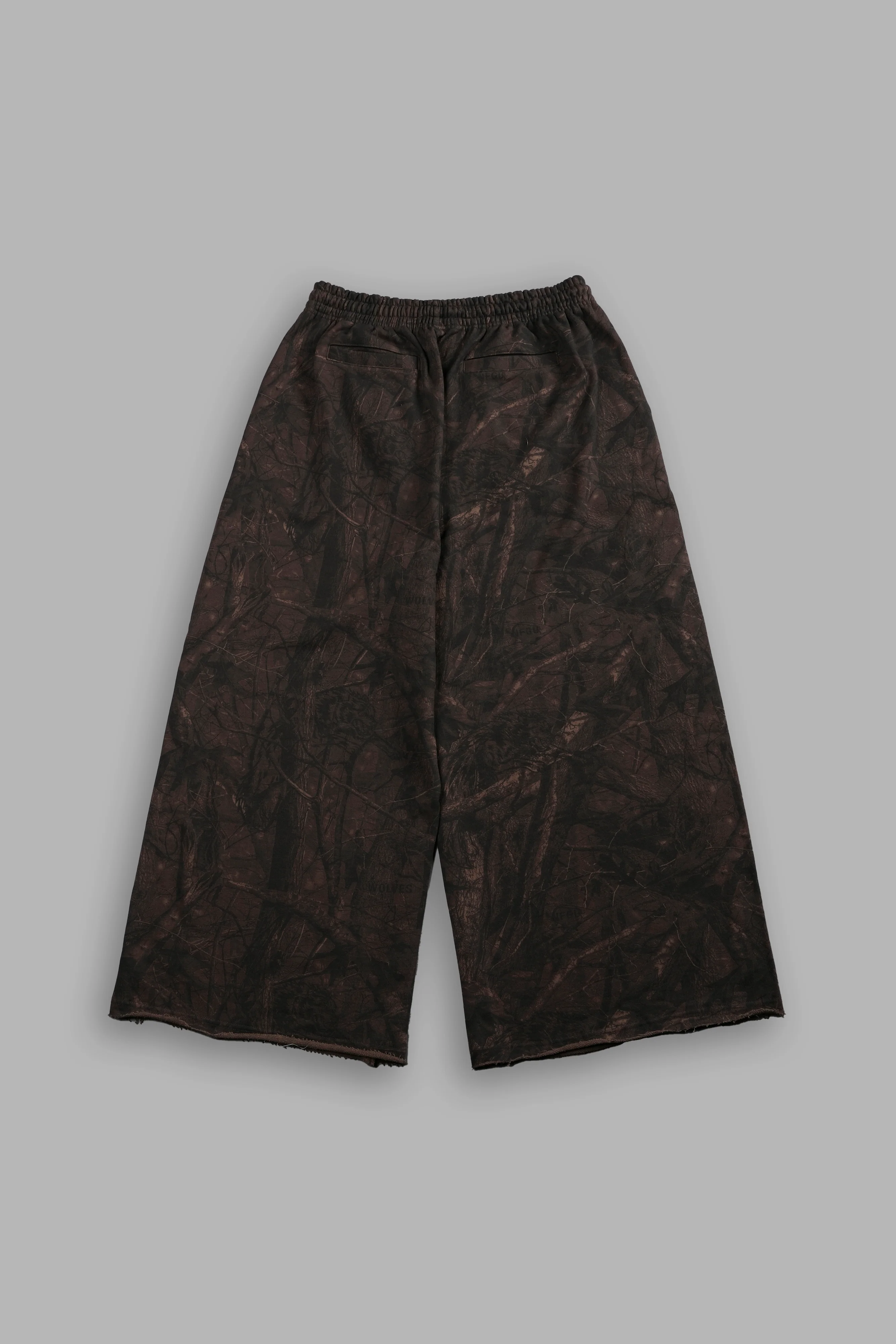Dual Wolf Stud Grunge Oversized Omen Sweat Pants in Brown Driftwood Forest Camo - Image 2