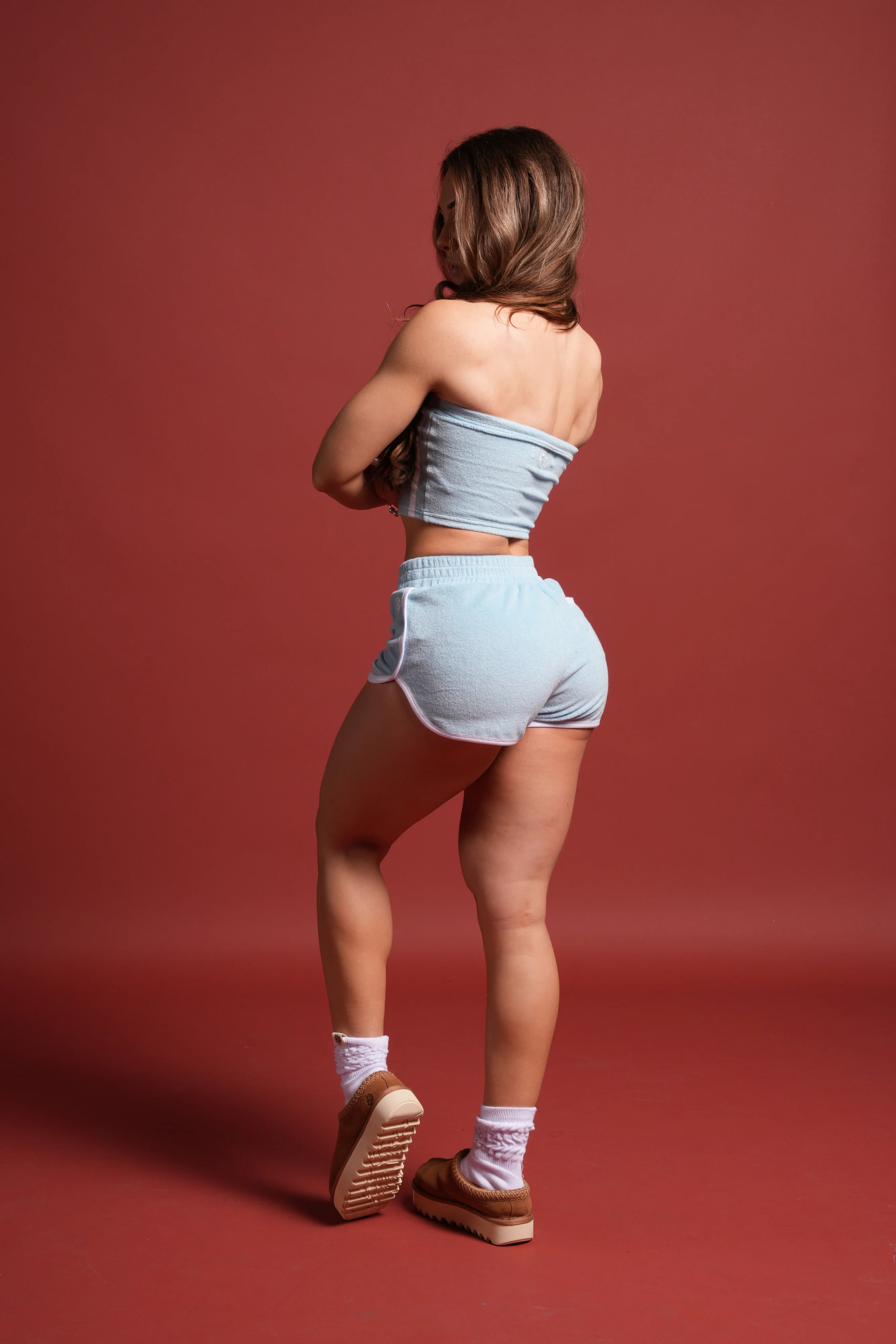 Dual Wolf Tia Track Shorts in Baby Blue - Image 11