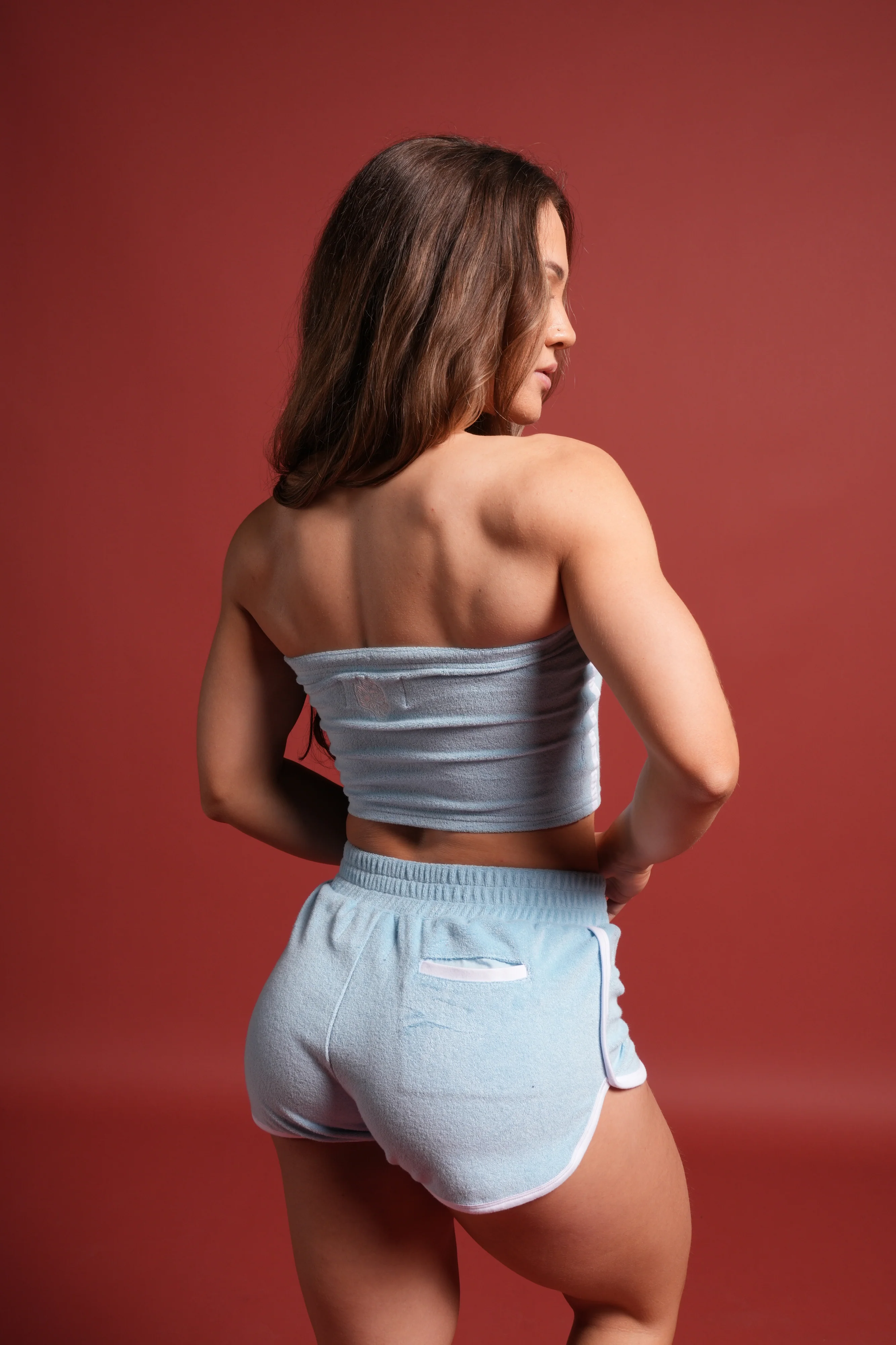 Dual Wolf Tia Track Shorts in Baby Blue - Image 4