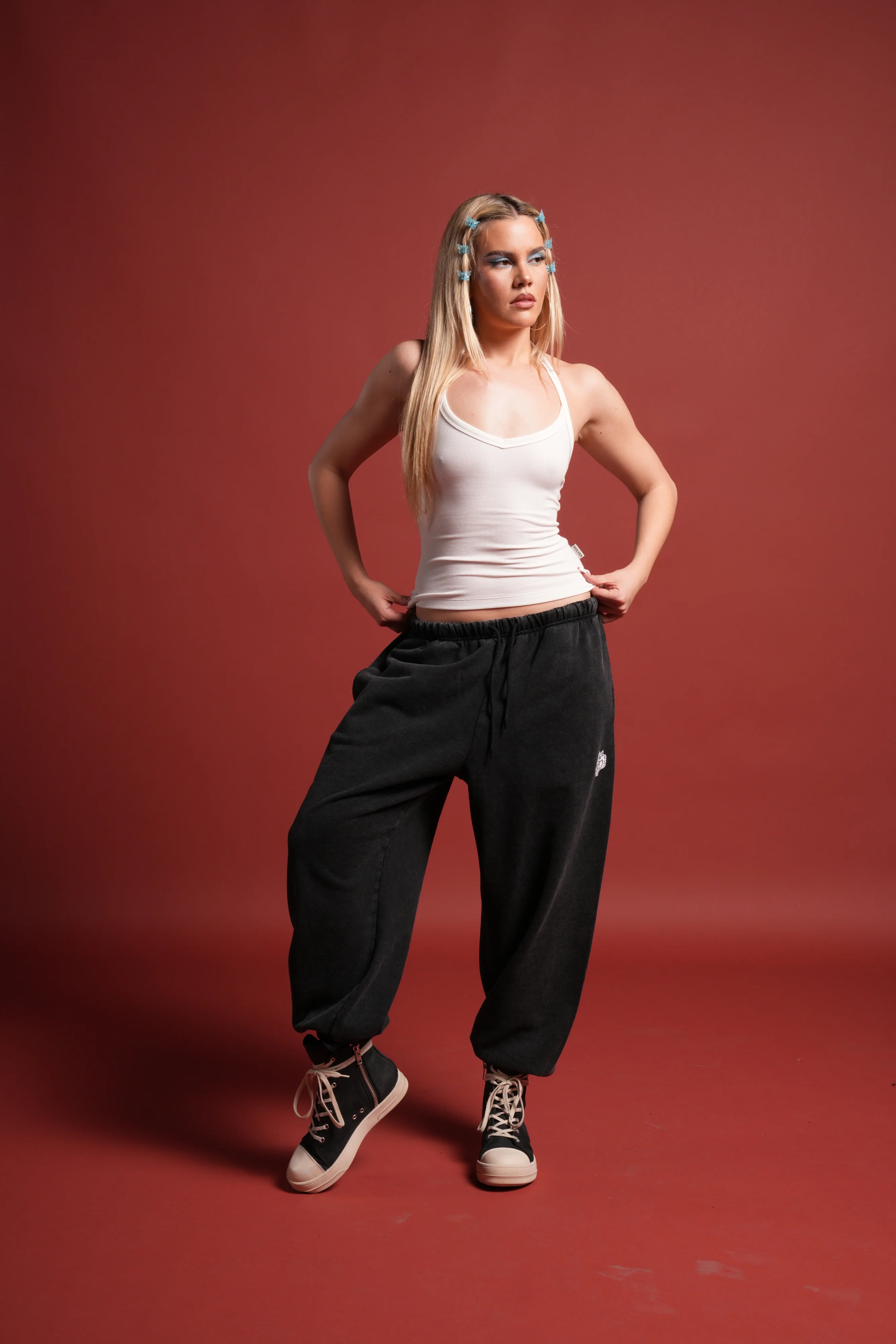 Dual Wolf Unisex Lounger Sweat Pants in Black - Image 10