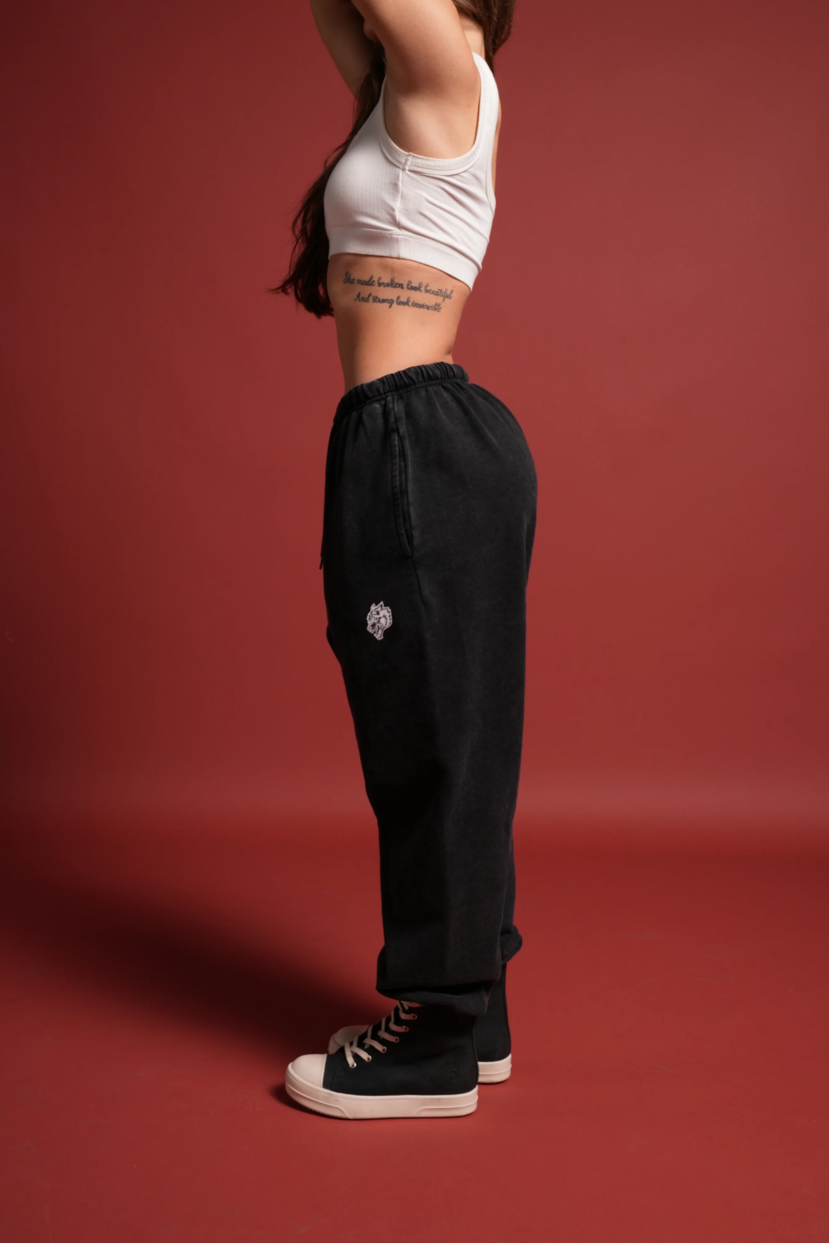 Dual Wolf Unisex Lounger Sweat Pants in Black - Image 7