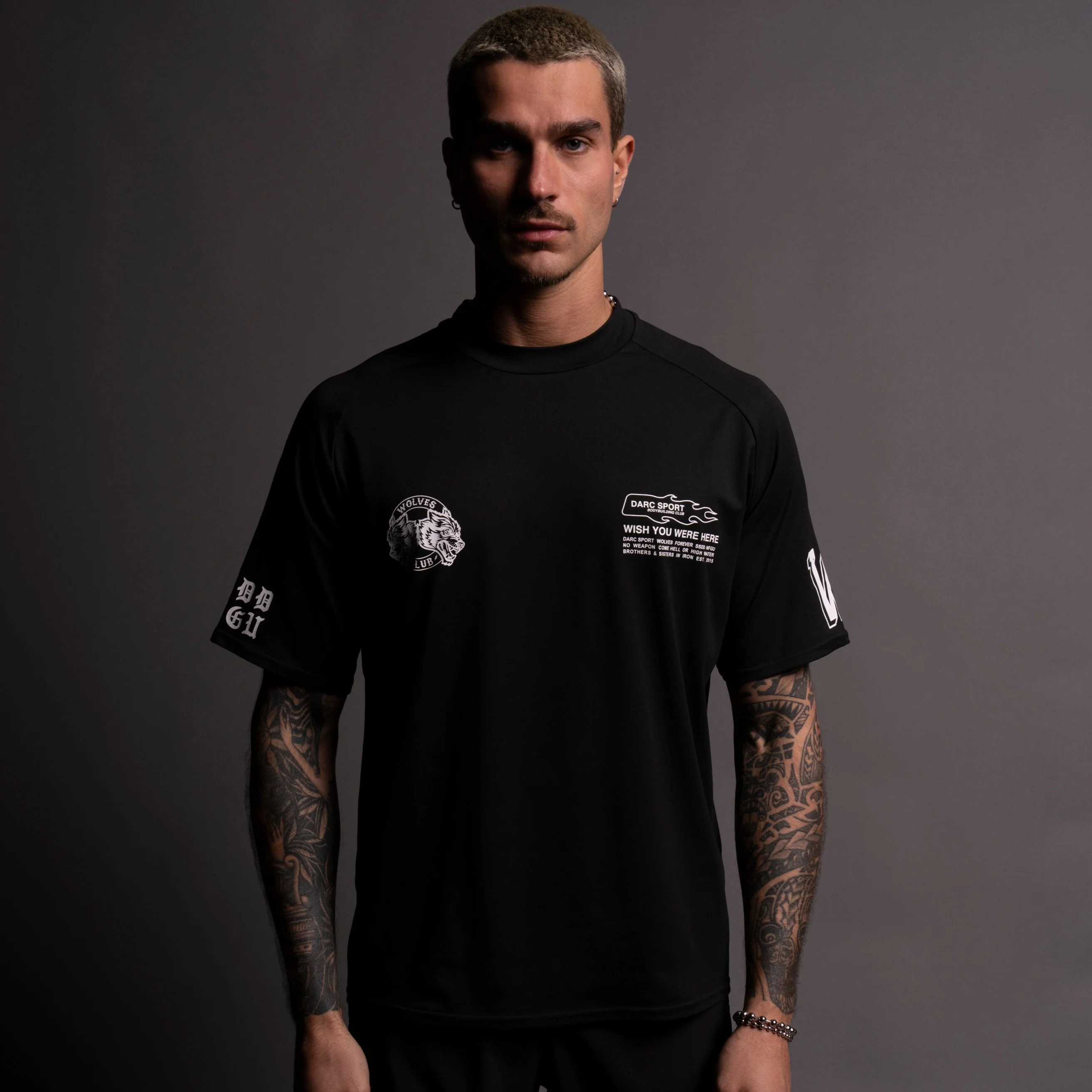 Established "Dry Wolf" Raglan Tee in Black - Image 2