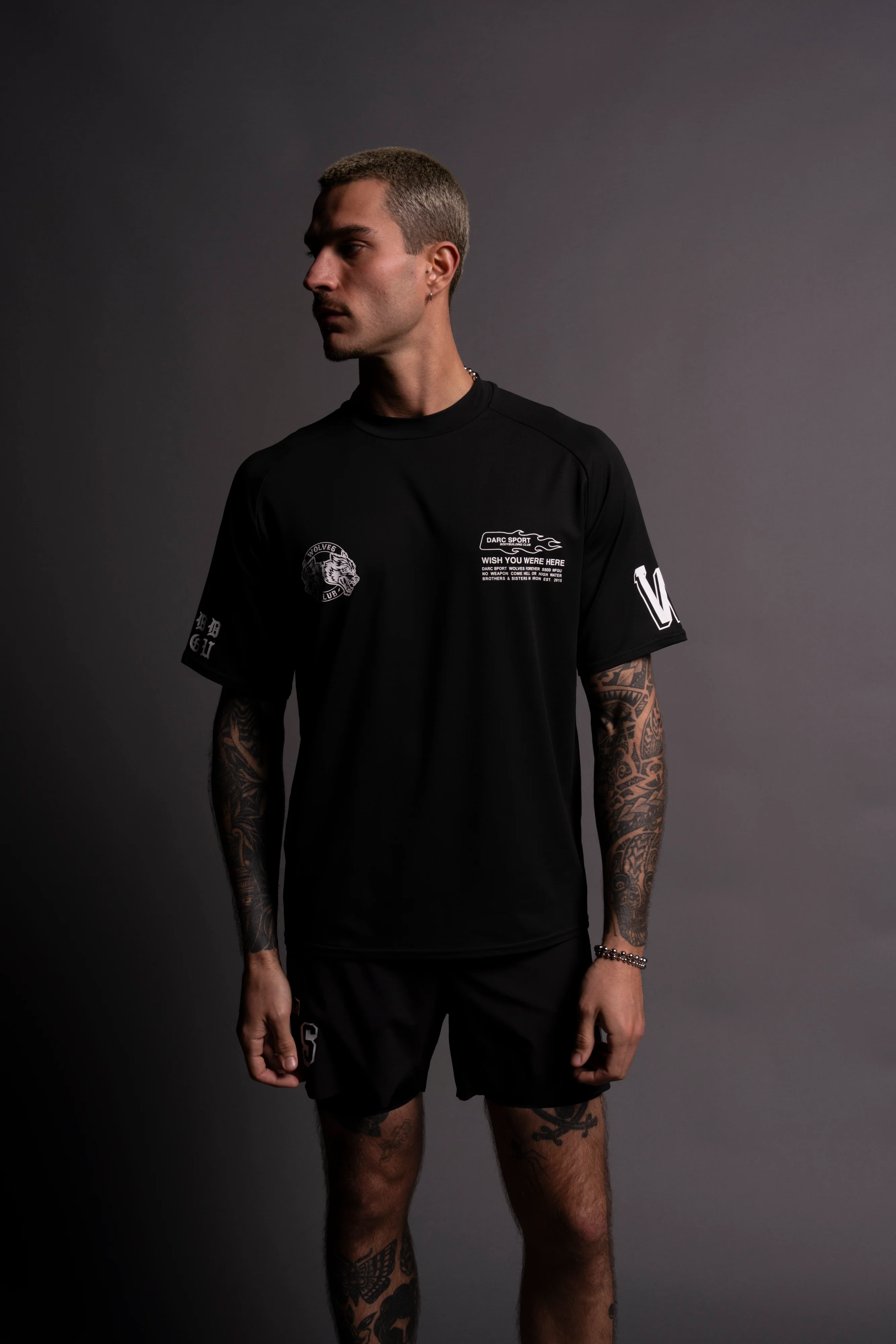 Established "Dry Wolf" Raglan Tee in Black - Image 3