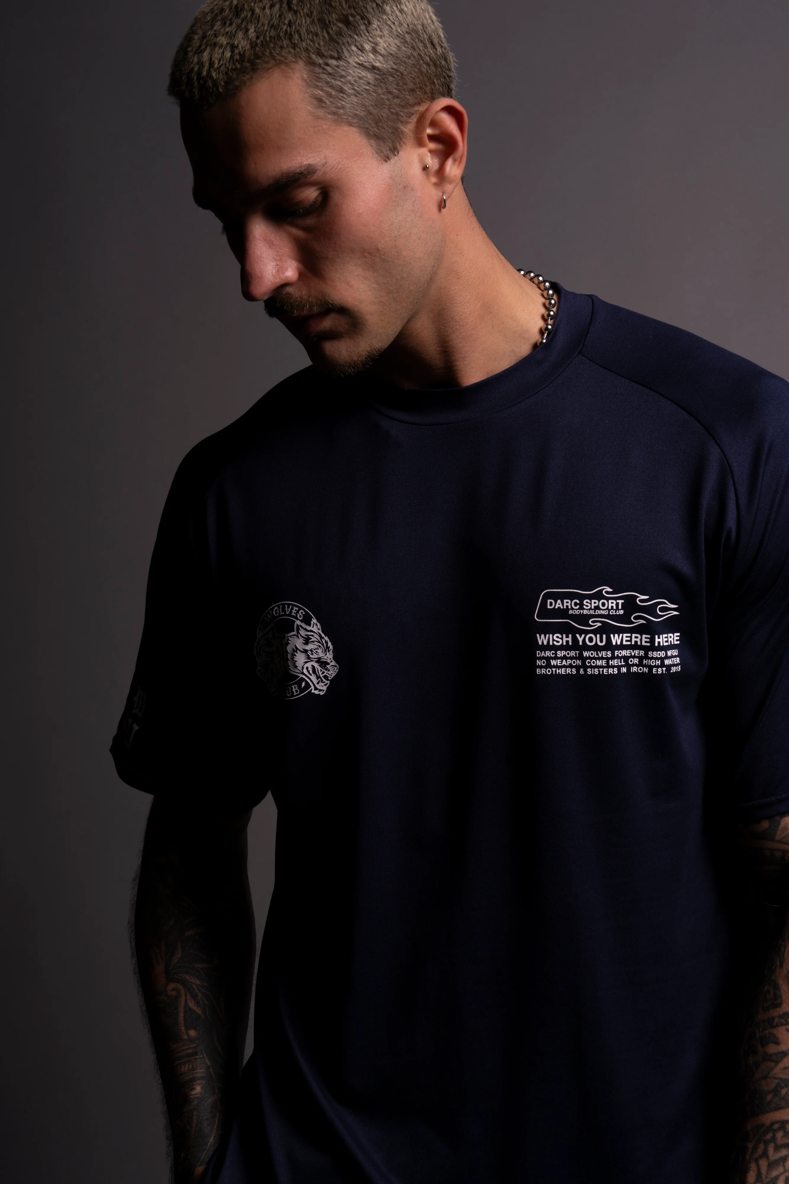 Established "Dry Wolf" Raglan Tee in Navy - Image 5