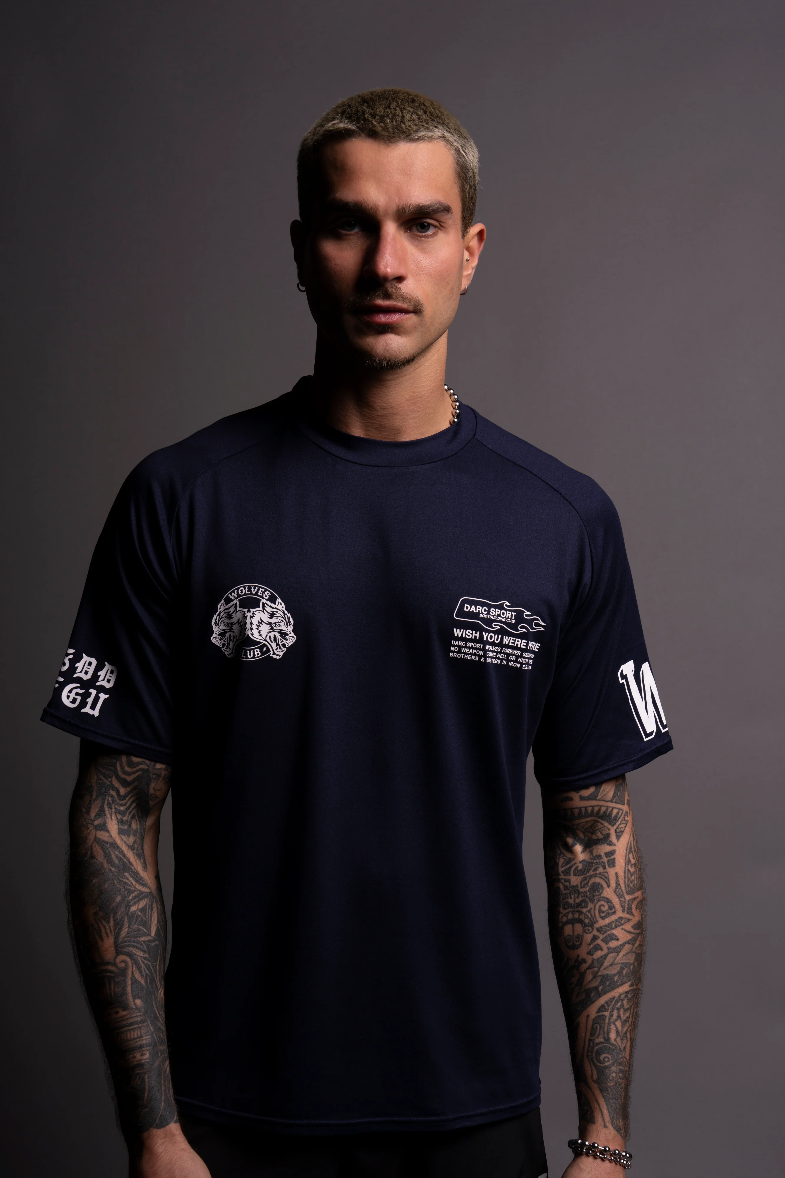 Established "Dry Wolf" Raglan Tee in Navy - Image 7