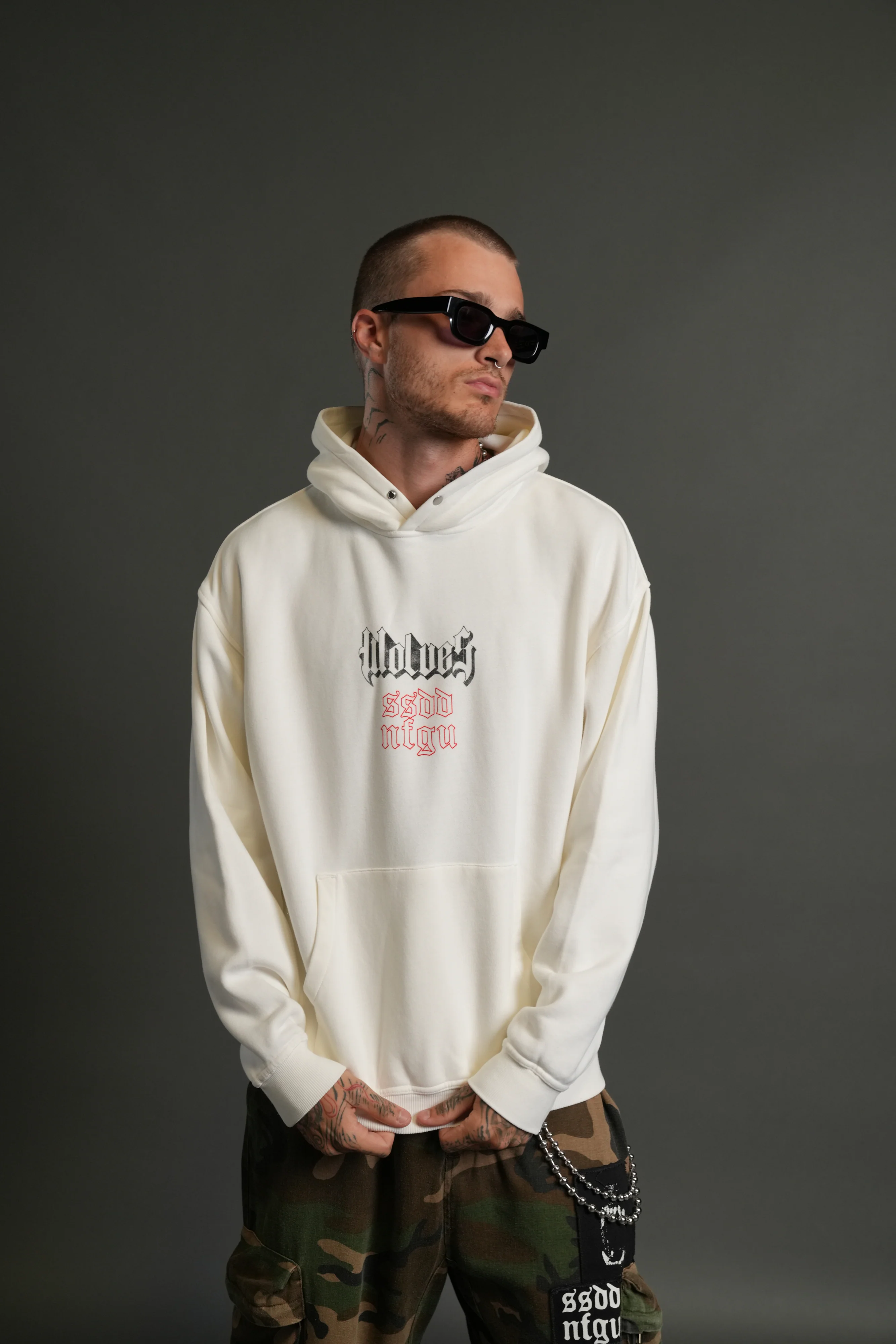 Eternal Blood "Pierce" Hoodie in Cream - Image 2