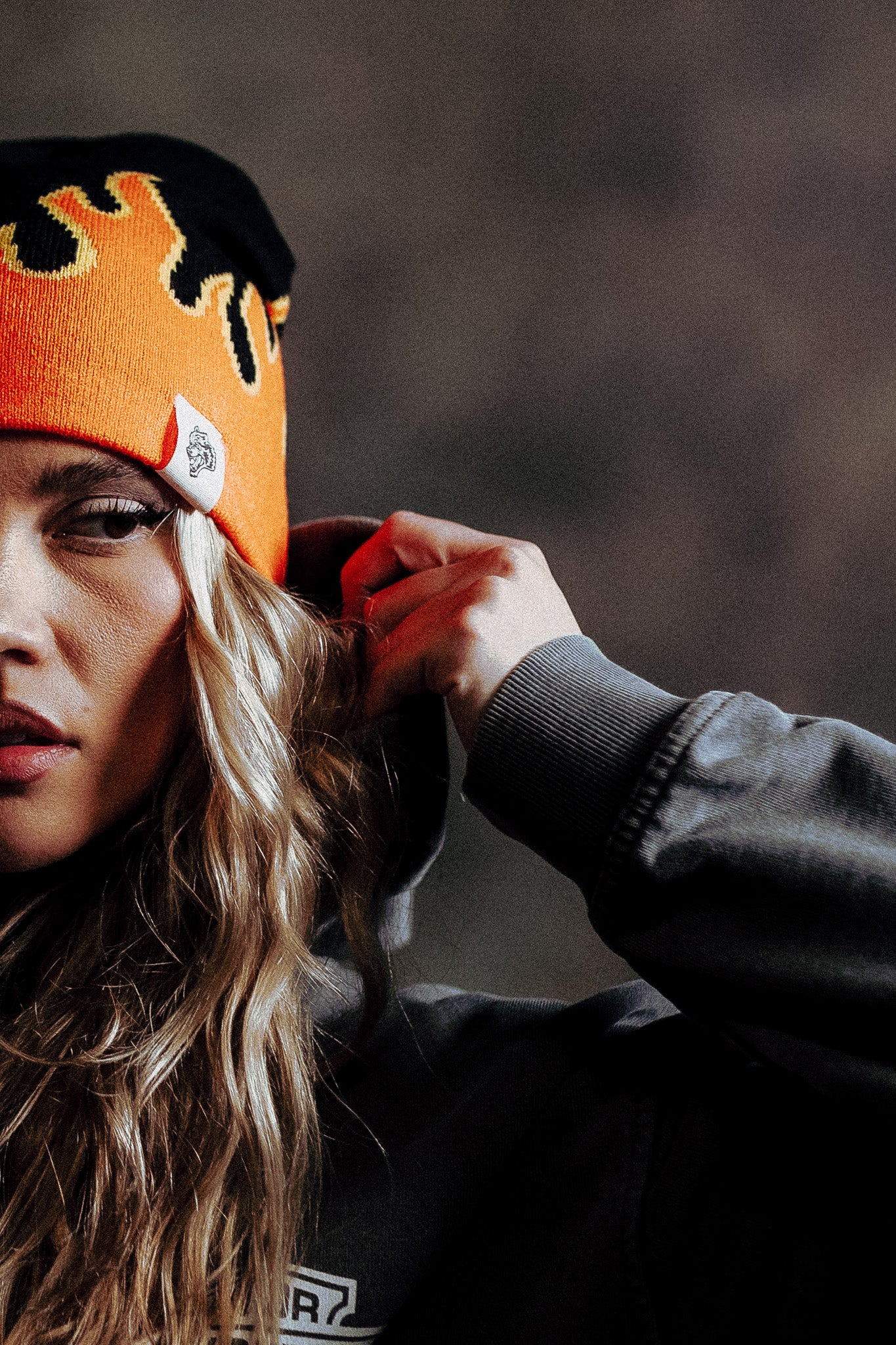 Eternal Flame Cap Beanie in Black/Orange - Image 7