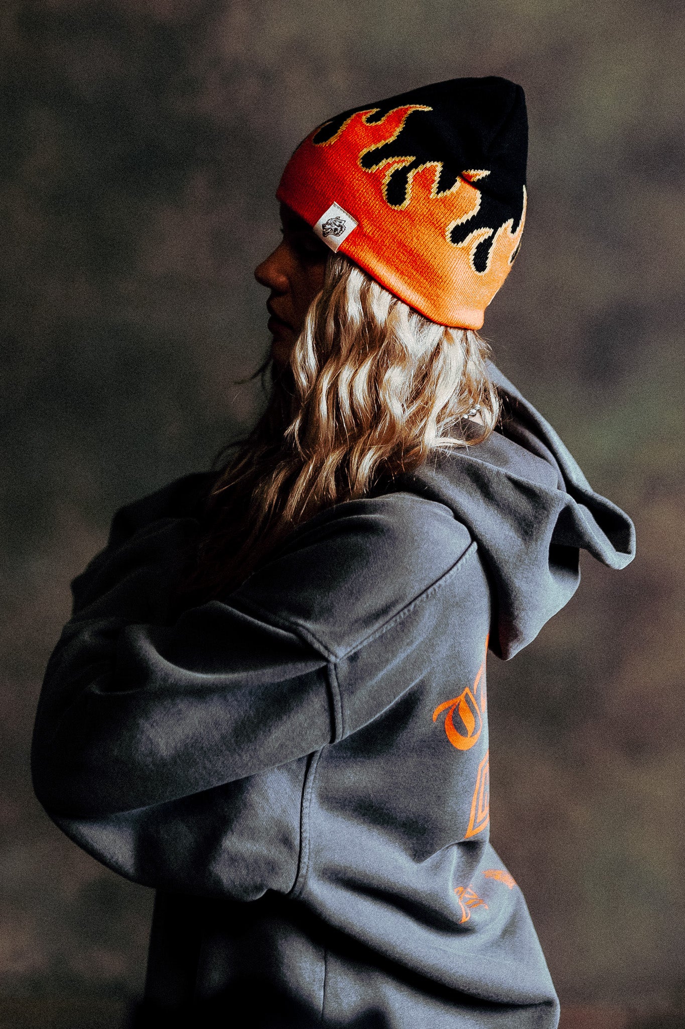 Eternal Flame Cap Beanie in Black/Orange - Image 8