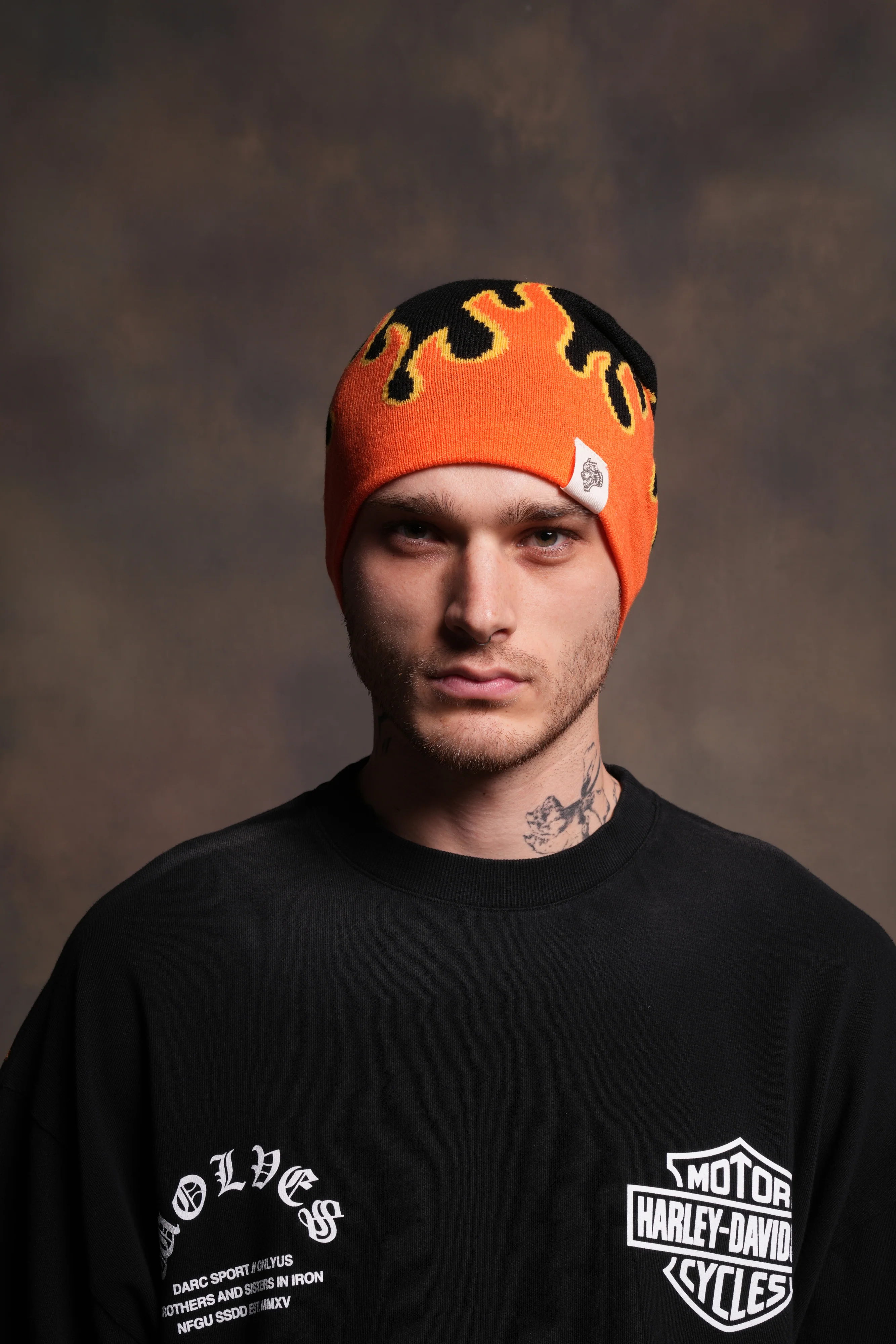 Eternal Flame Cap Beanie in Black/Orange - Image 9