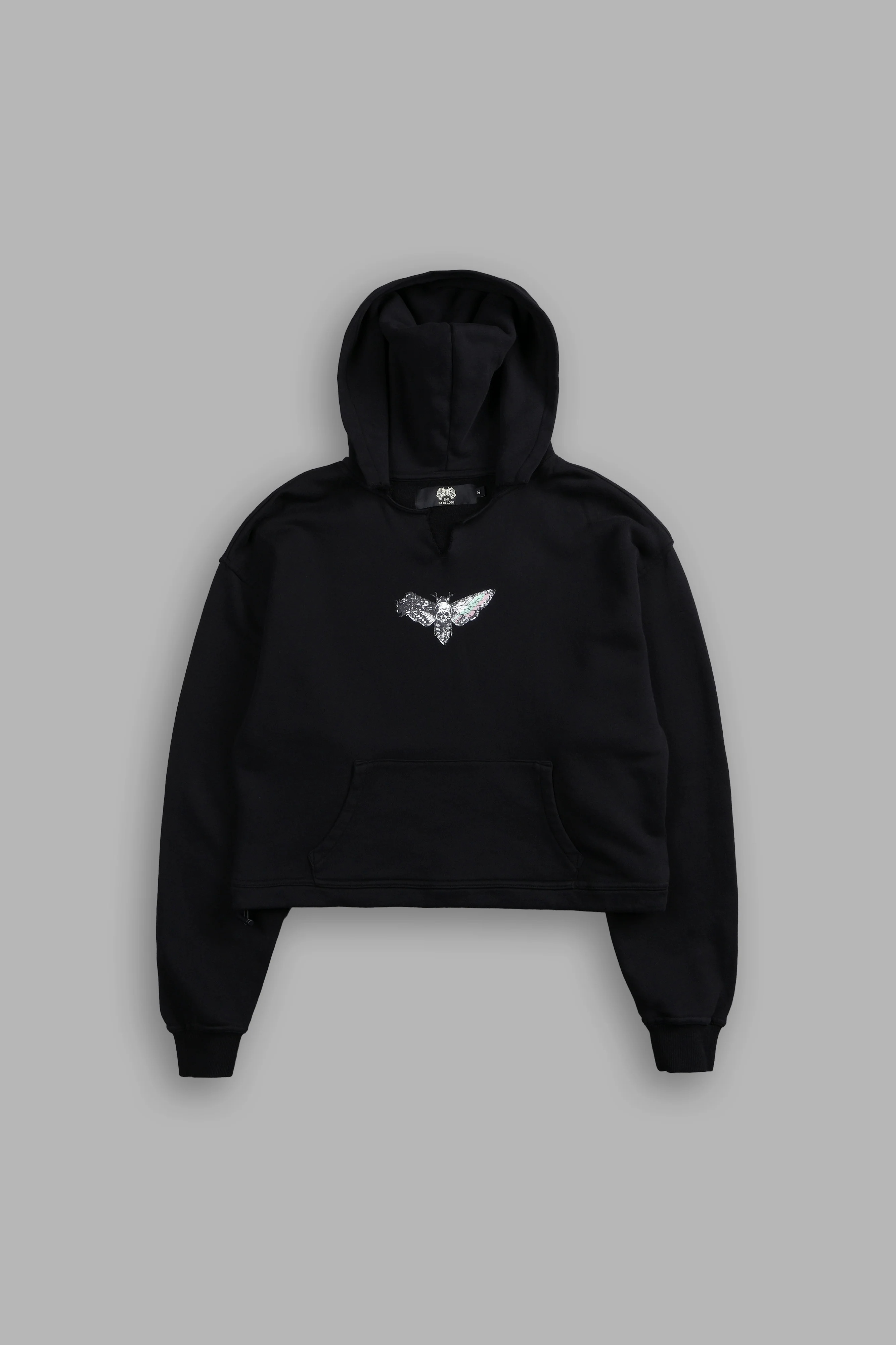 Everlasting Moth "Dempsey" (Cropped) Hoodie in Black - Image 5