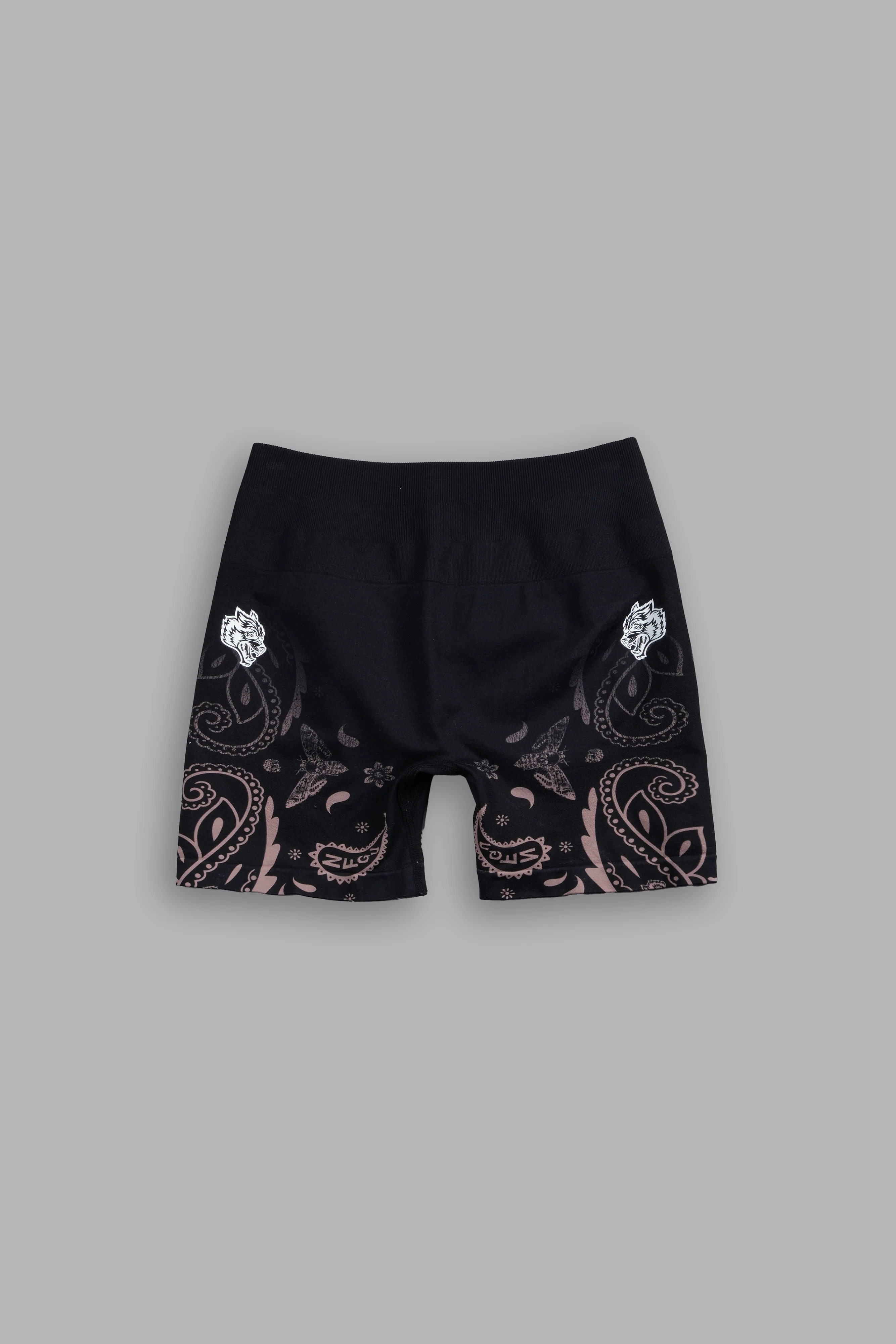 Faded Paisley "Stella" Soft Seamless Shorts in Black - Image 5