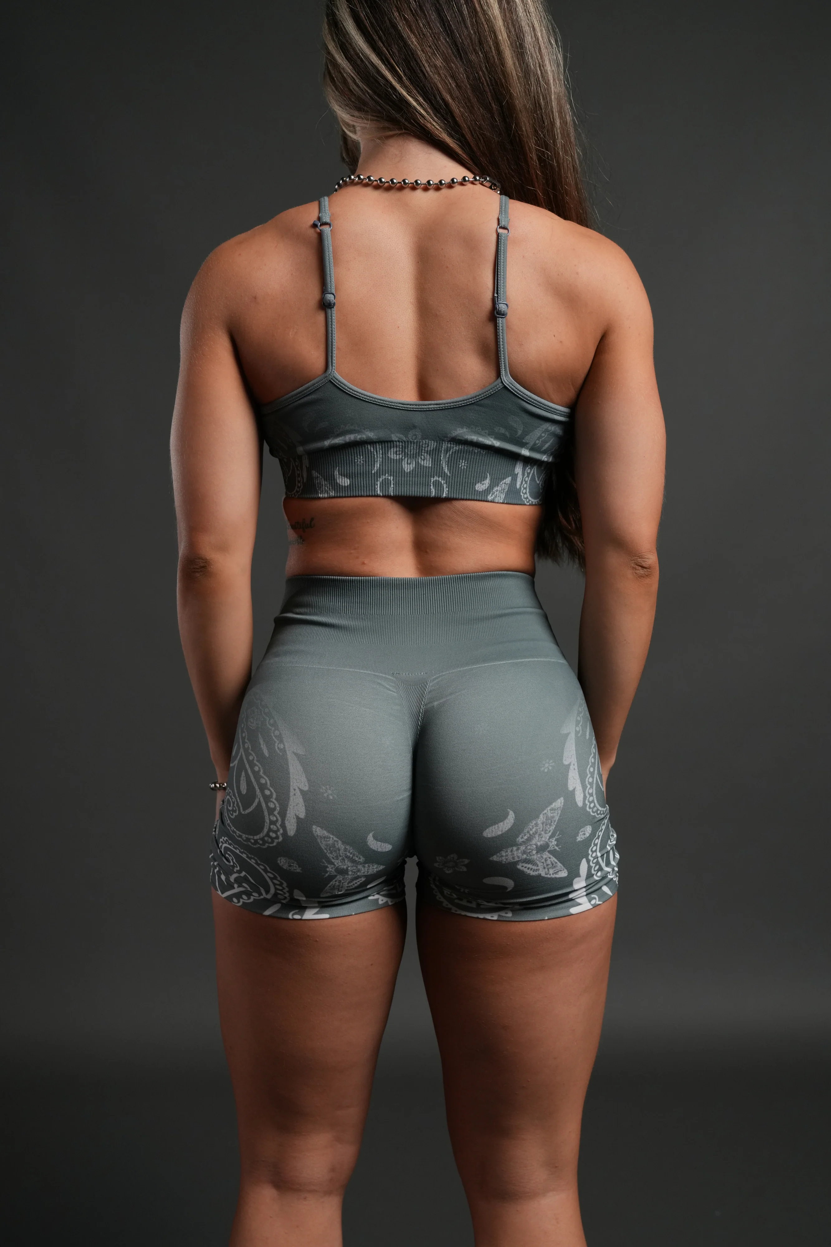 Faded Paisley "Stella" Soft Seamless Shorts in Greek Stone - Image 3