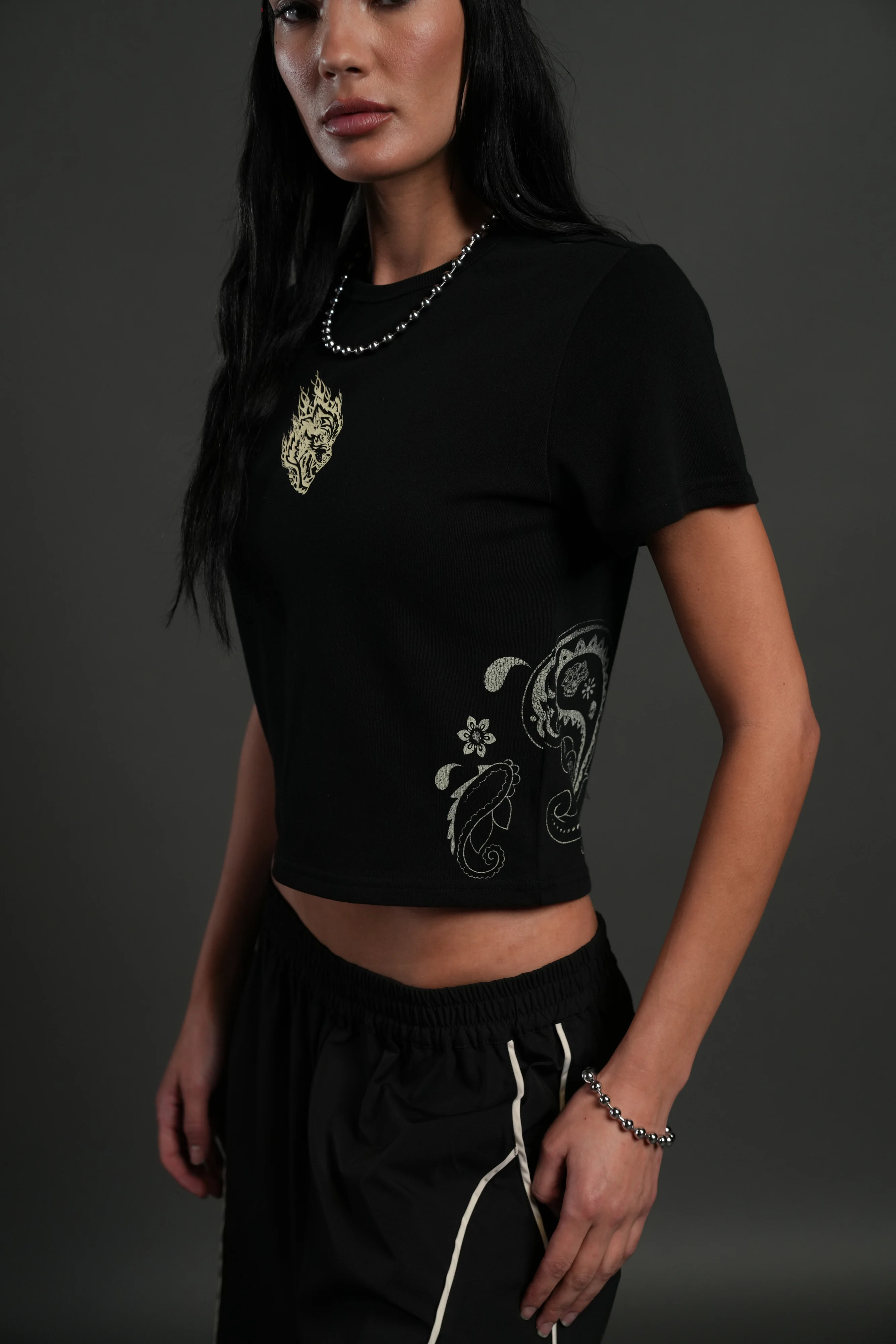 Faded Paisley "Timeless" Tee in Black - Image 2