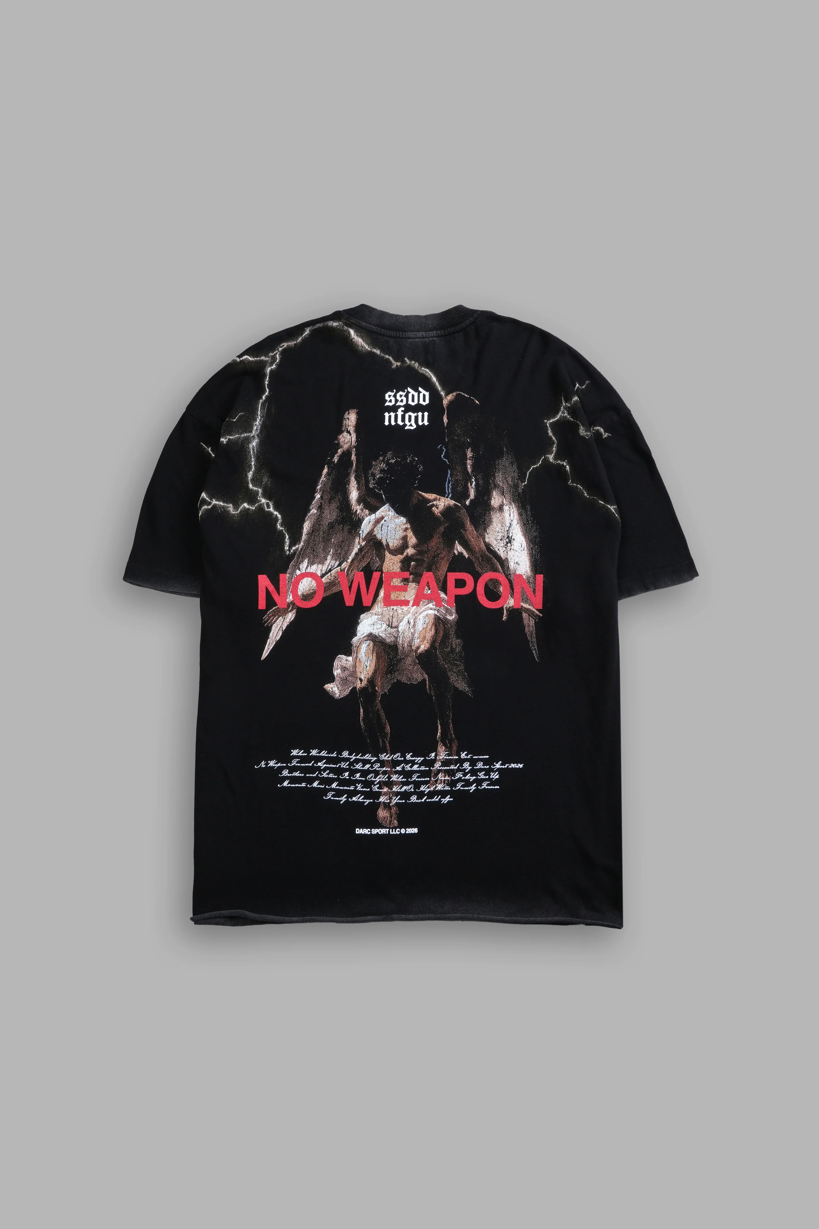 Fallen Angel Raw Hem Premium Oversized Tee in Black