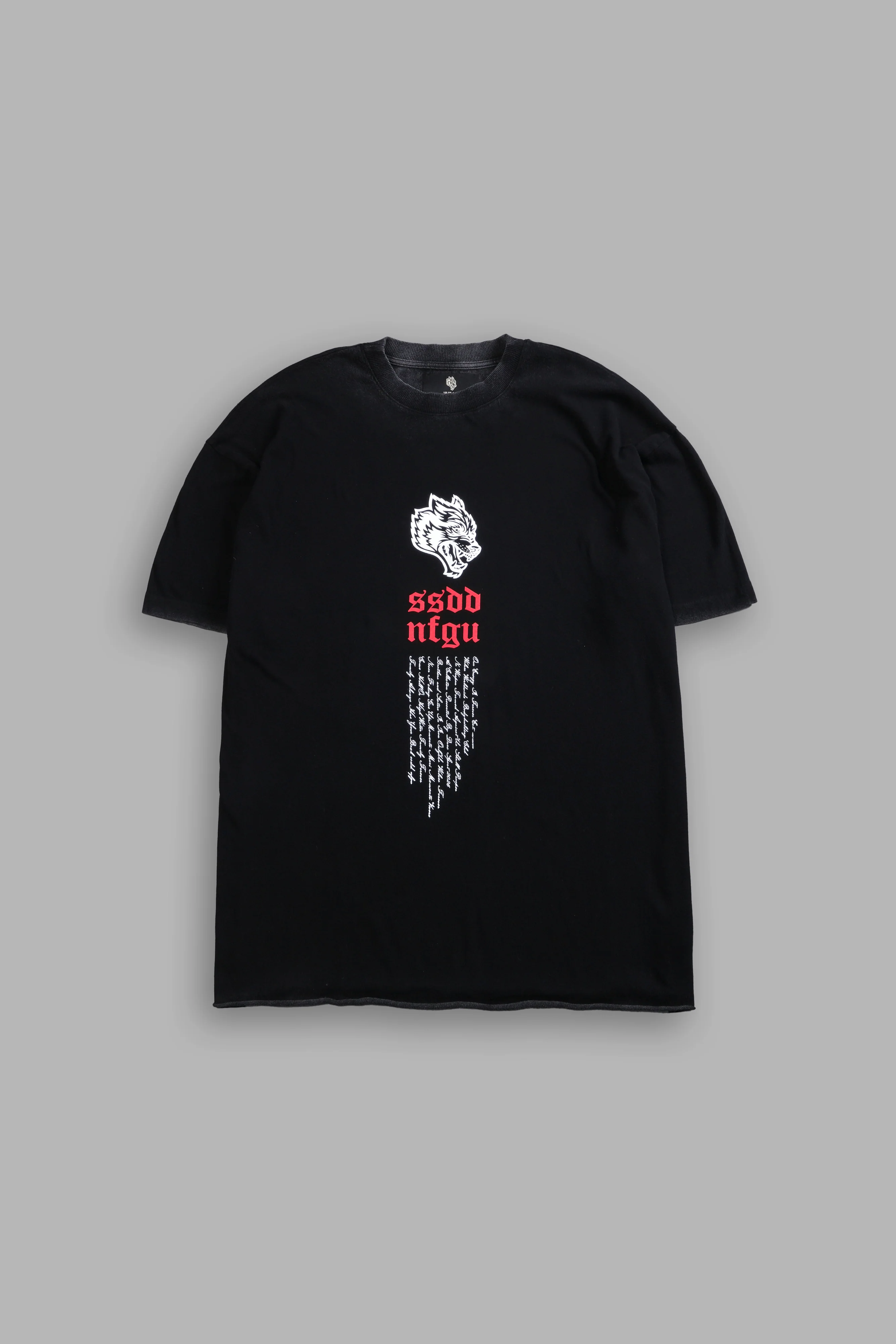 Fallen Angel Raw Hem Premium Oversized Tee in Black - Image 3