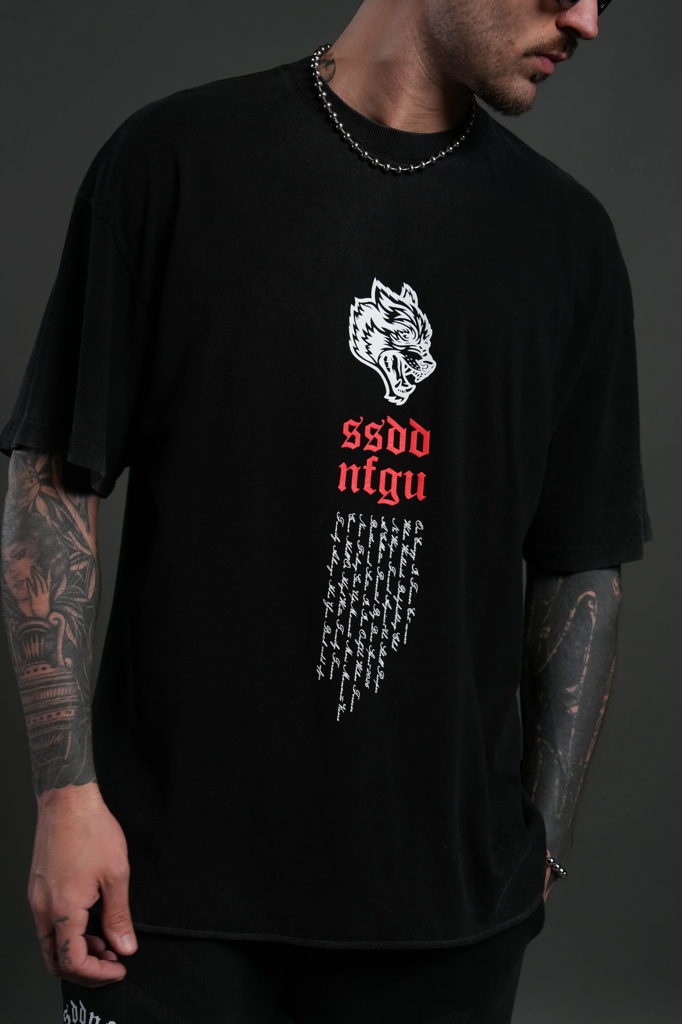Fallen Angel Raw Hem Premium Oversized Tee in Black - Image 7