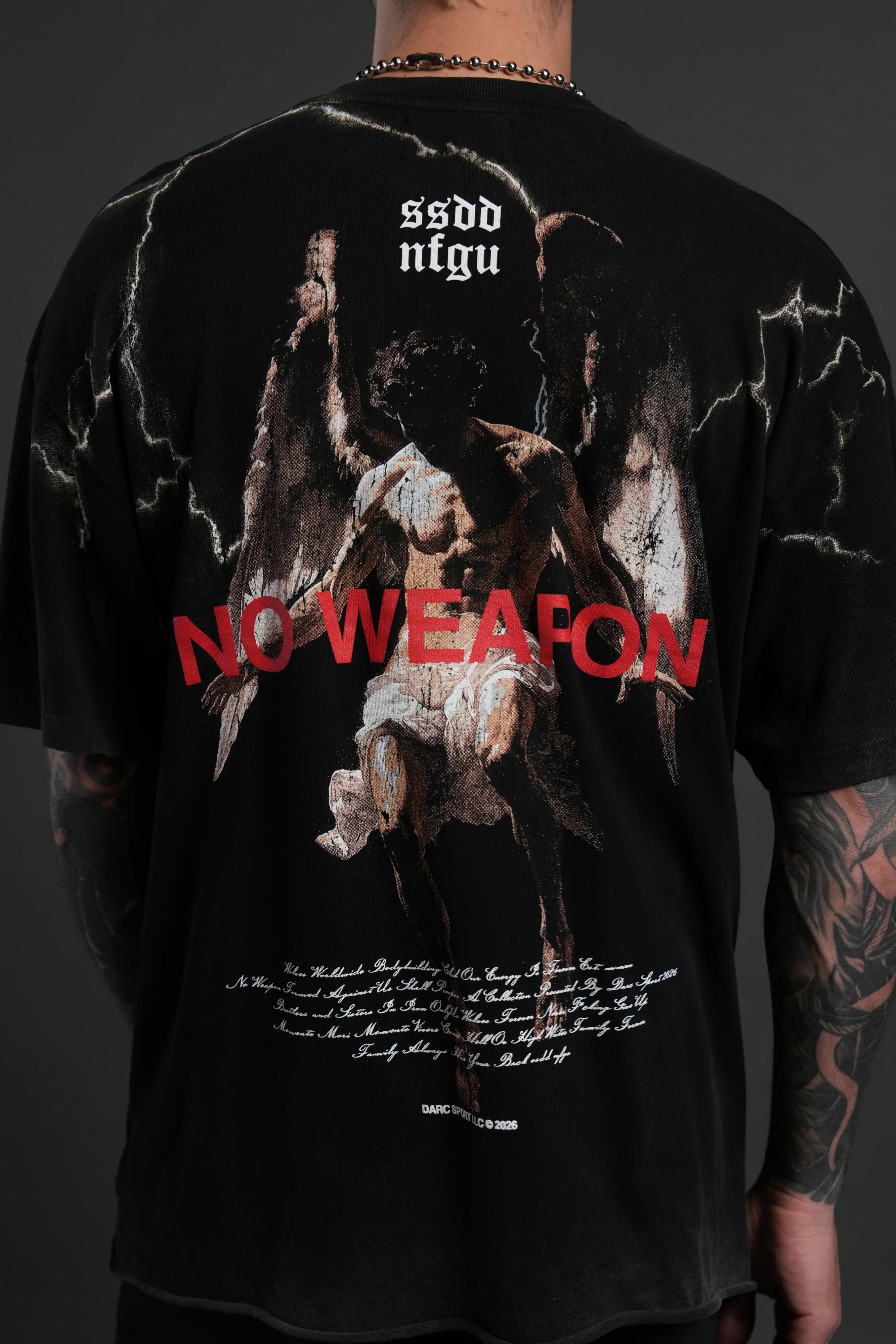 Fallen Angel Raw Hem Premium Oversized Tee in Black - Image 8