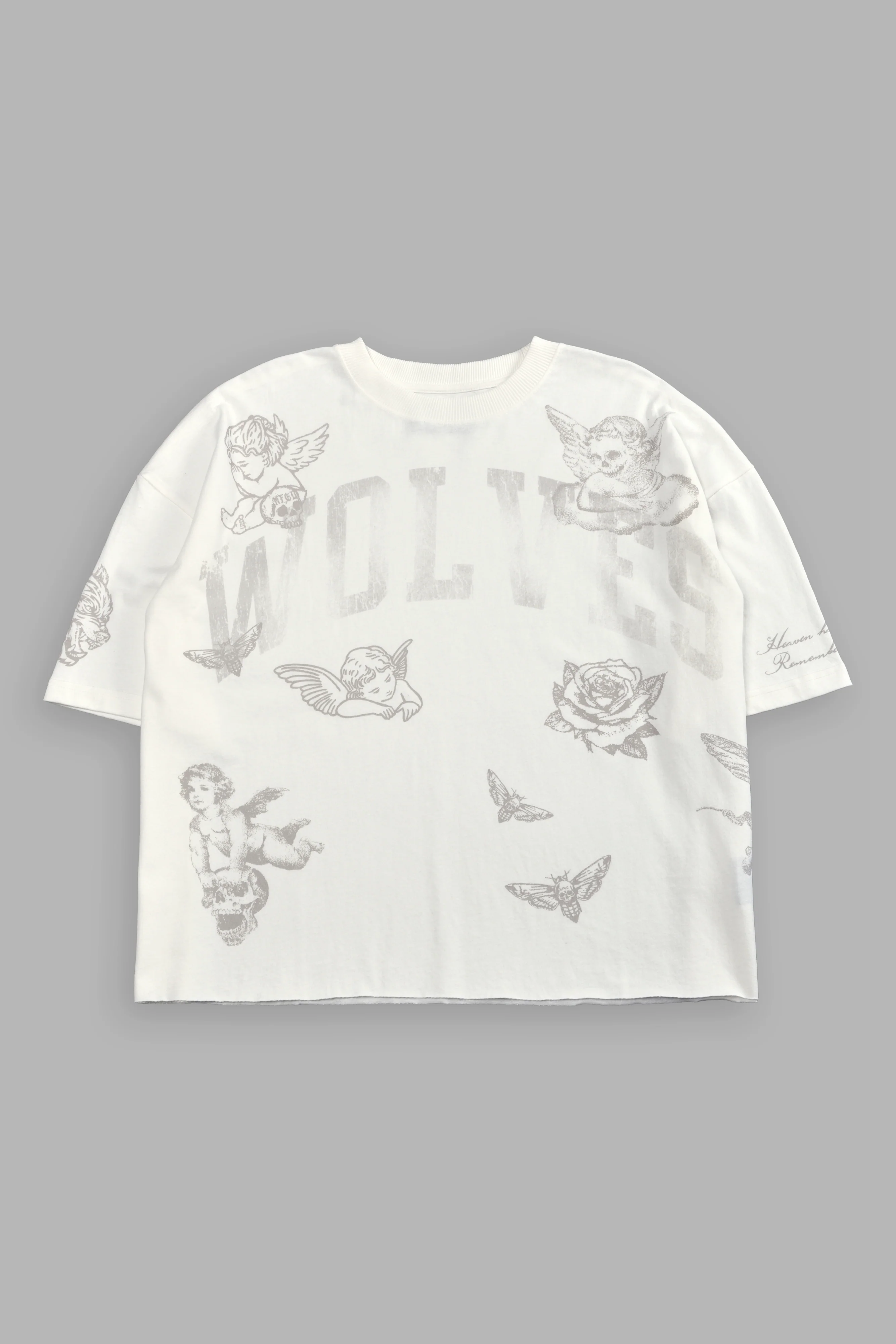 Fallen Cherub Grunge Raw Hem "Box Cut" Tee in Cream