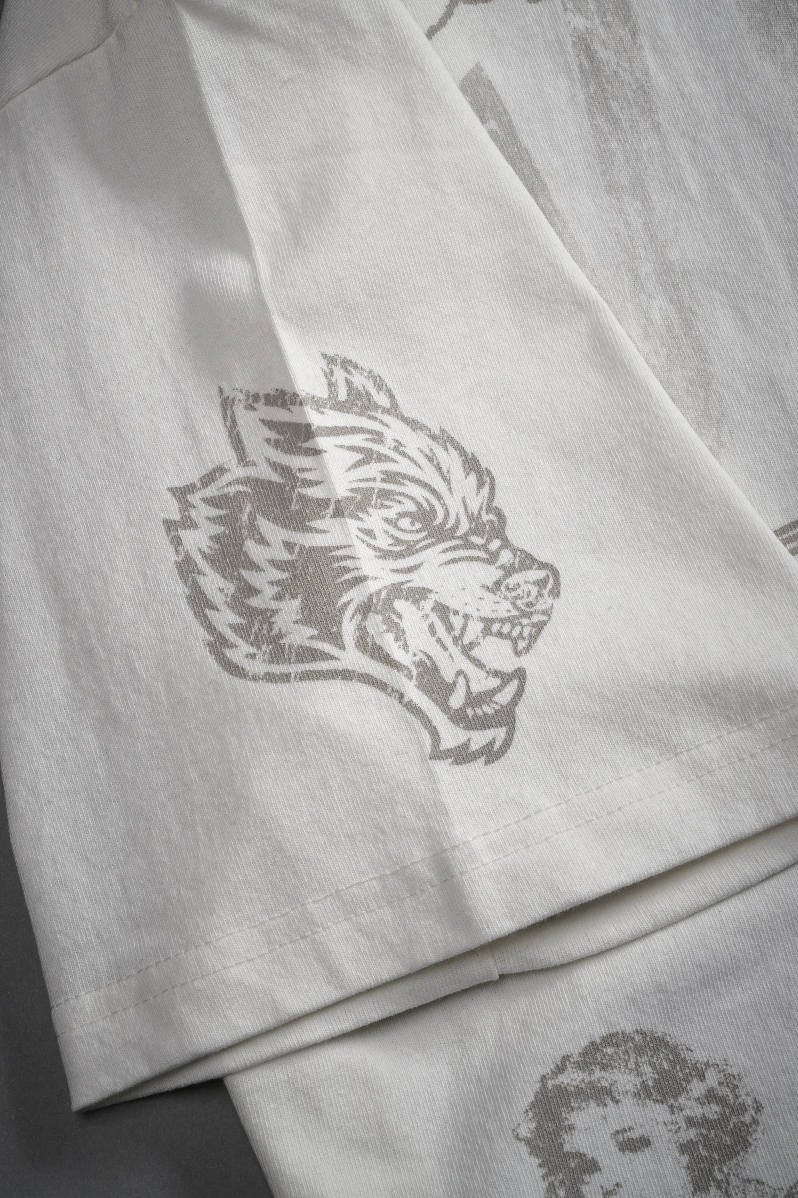 Fallen Cherub Grunge Raw Hem "Box Cut" Tee in Cream - Image 11