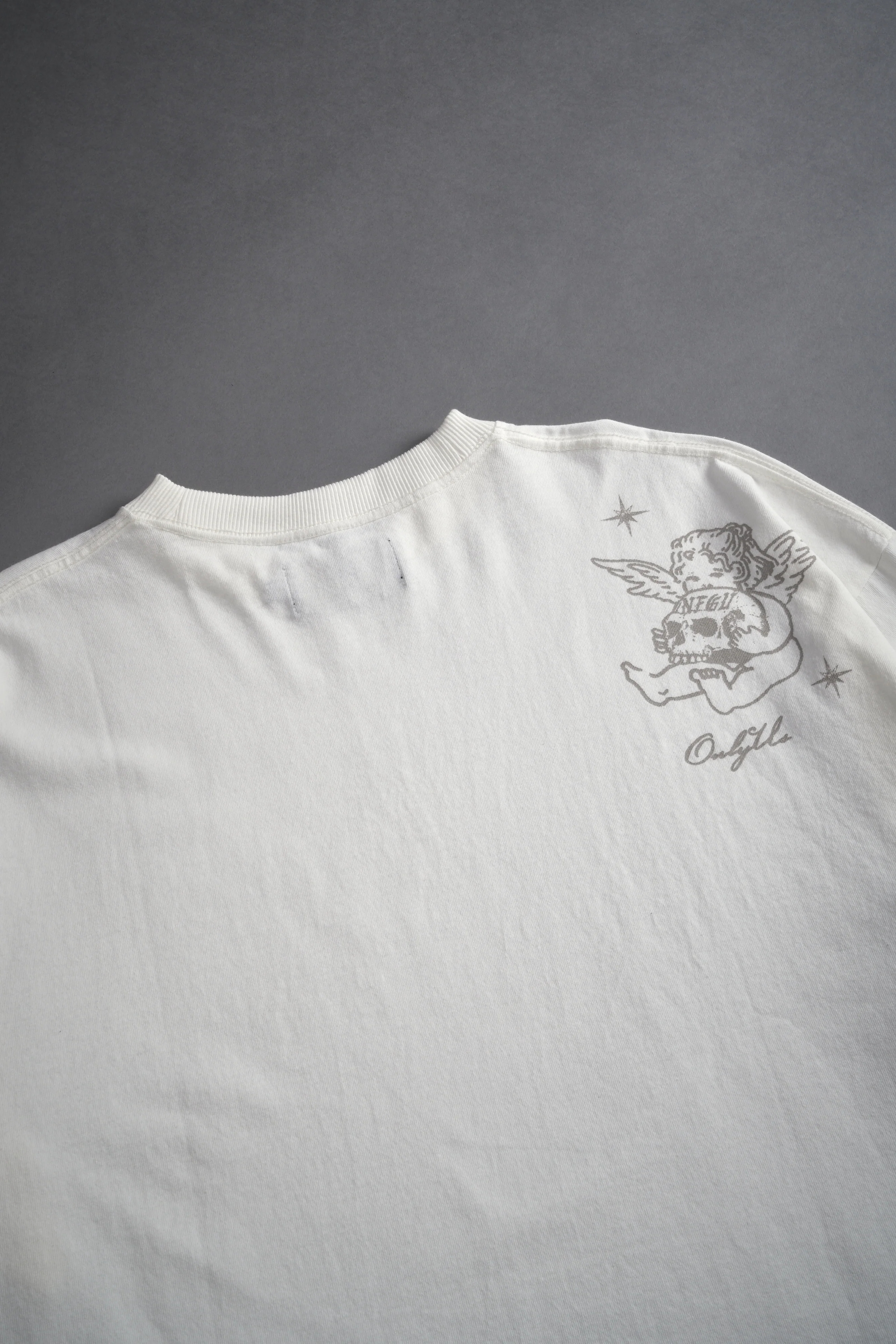 Fallen Cherub Grunge Raw Hem "Box Cut" Tee in Cream - Image 14