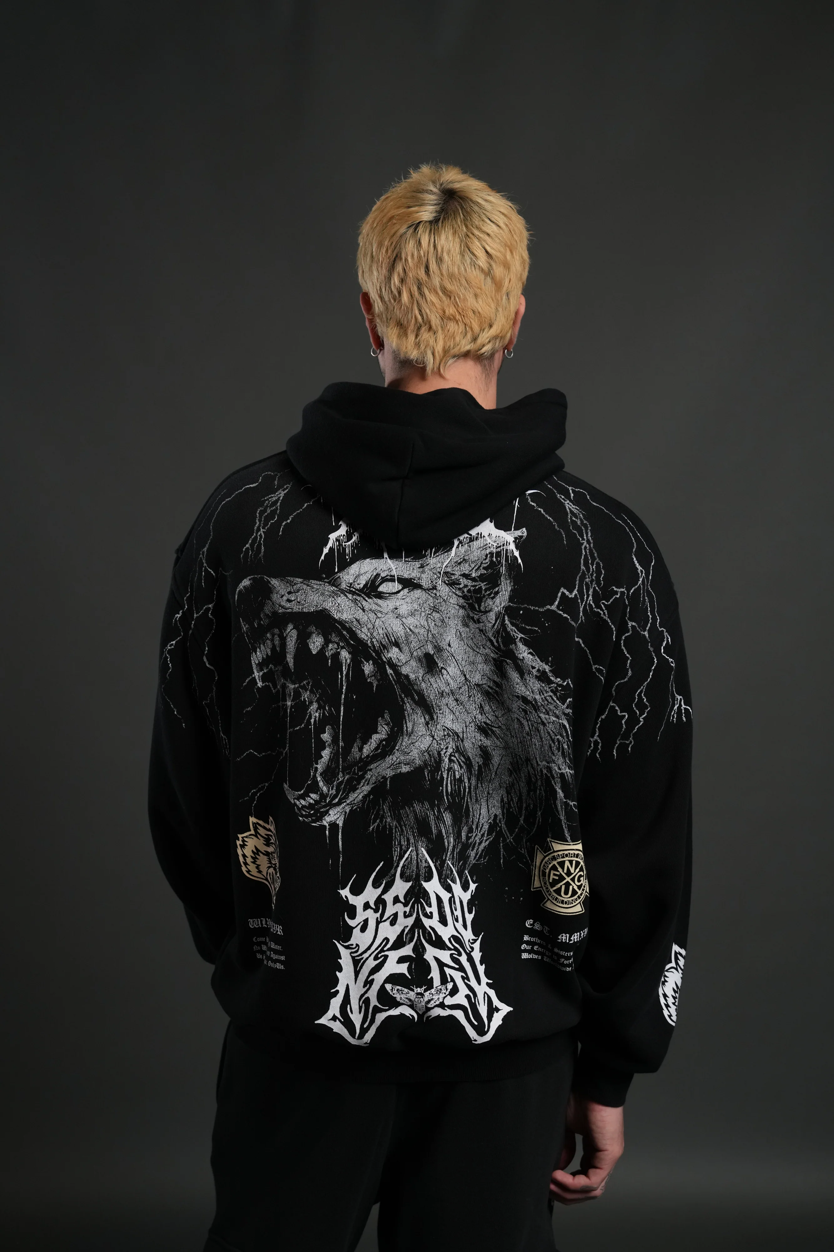 Fenrir Storm "Pierce" Hoodie in Black Drift Wash - Image 4